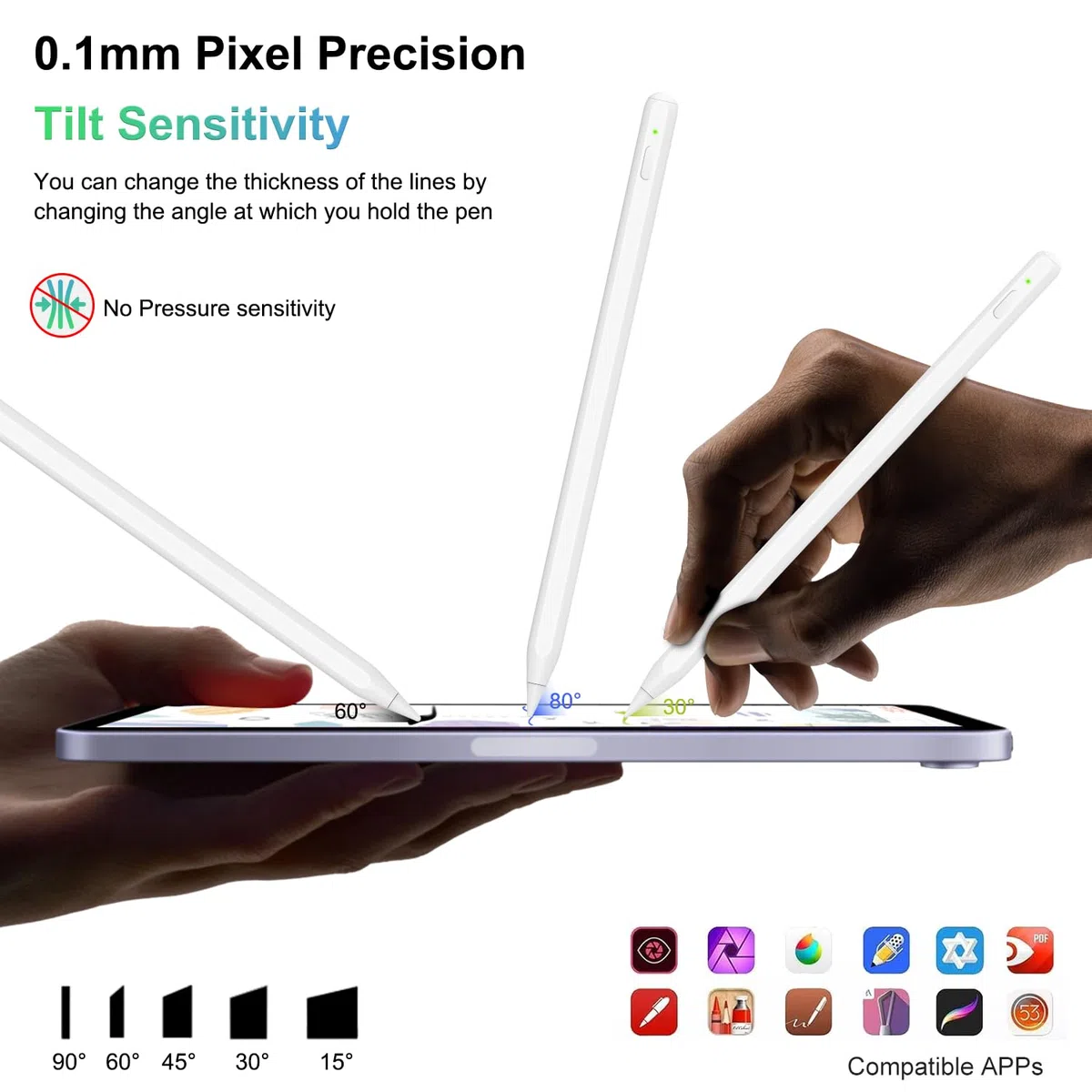 iPencil 2. Generation für ipad 2018-2025, Magnetische drahtlose Aufladung Stift für ipad Mit Handfläche Ablehnung& Neigung, Stylus Pen für iPad 6/7/8/9/10, Mini 5/6, Air 3/4/5 M2 M3, Pro 11" &12.9" M4