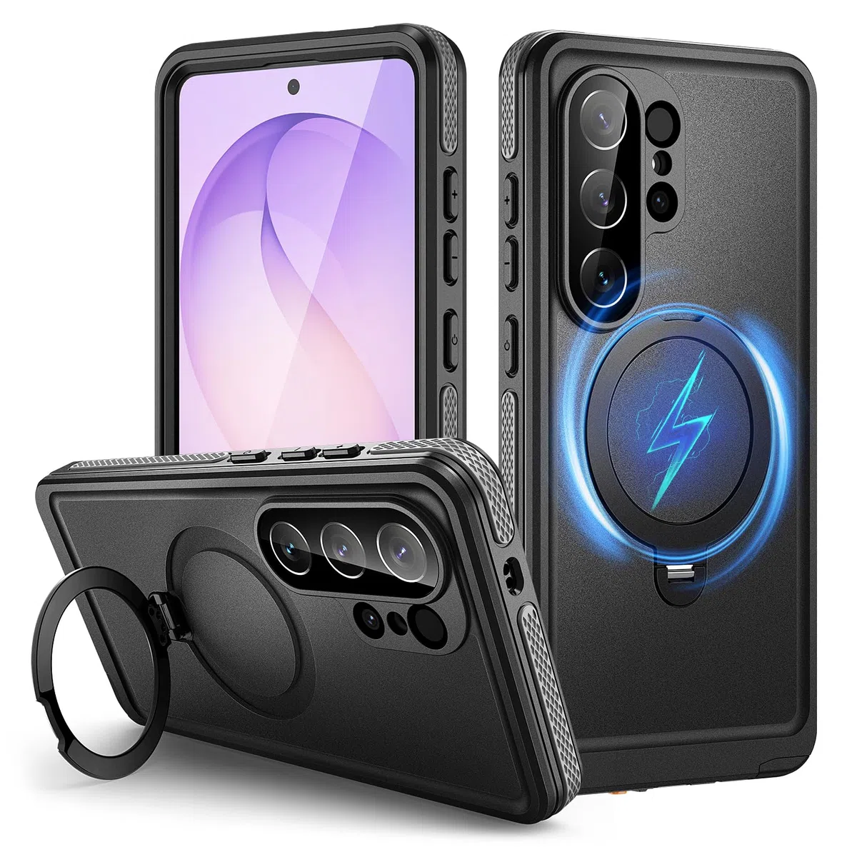 für Samsung Galaxy S26 Ultra 5G Hülle Wasserdicht mit Ringhalterung Ständer, HandyHülle S26 Ultra IP68 wasserdichte 360 Schutzhülle,Stoßfest Outdoor Panzerhülle mit Displayschutz,Schwarz