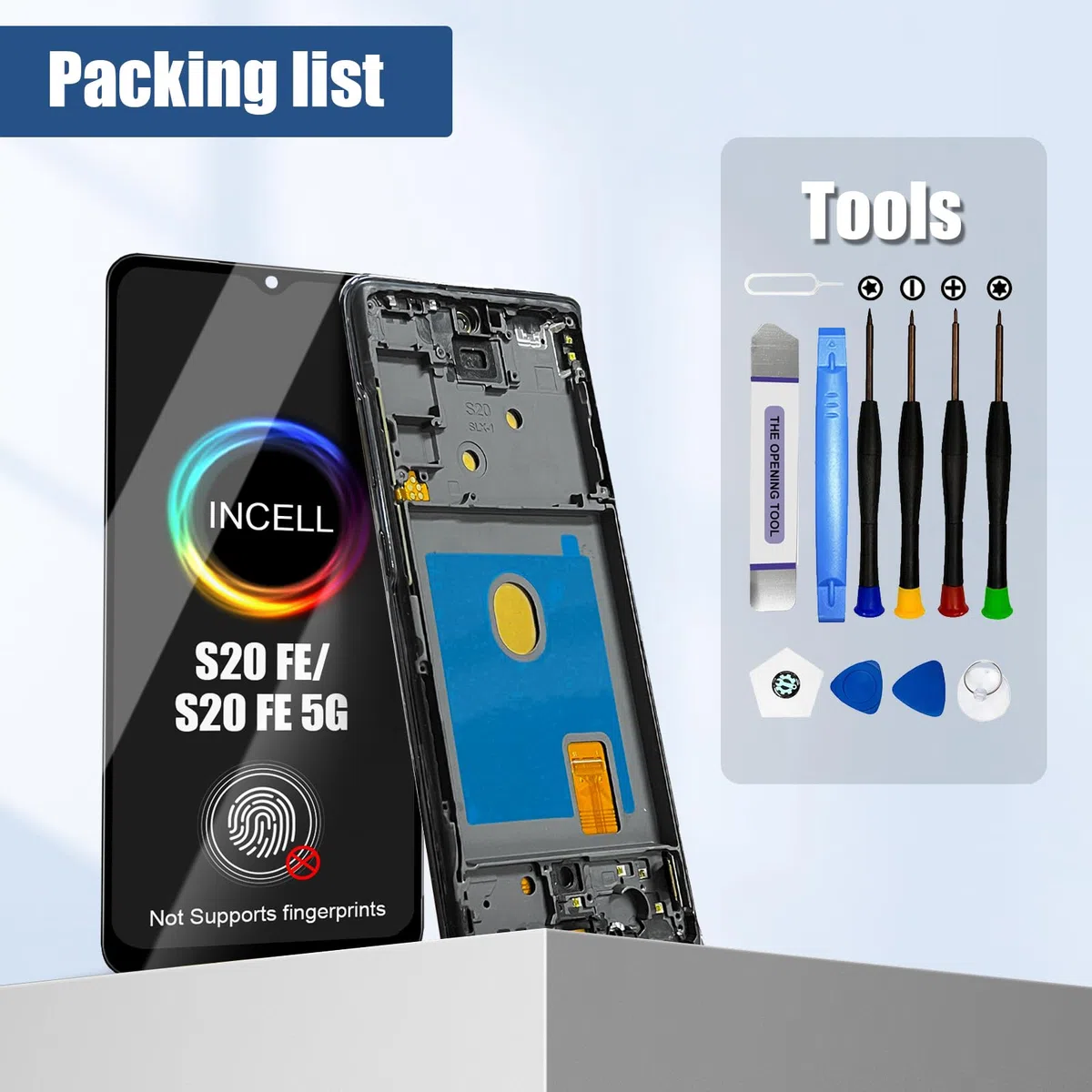 DTD LCD Display für Samsung Galaxy S20 Fe Display für Galaxy S20 Fe 5G LCD Touchscreen Digitazer Assembly Ersatz mit Reparatur Kit (Schwarz mit Rahmen, Ohne Fingerabdruckerkennung, 6.5")