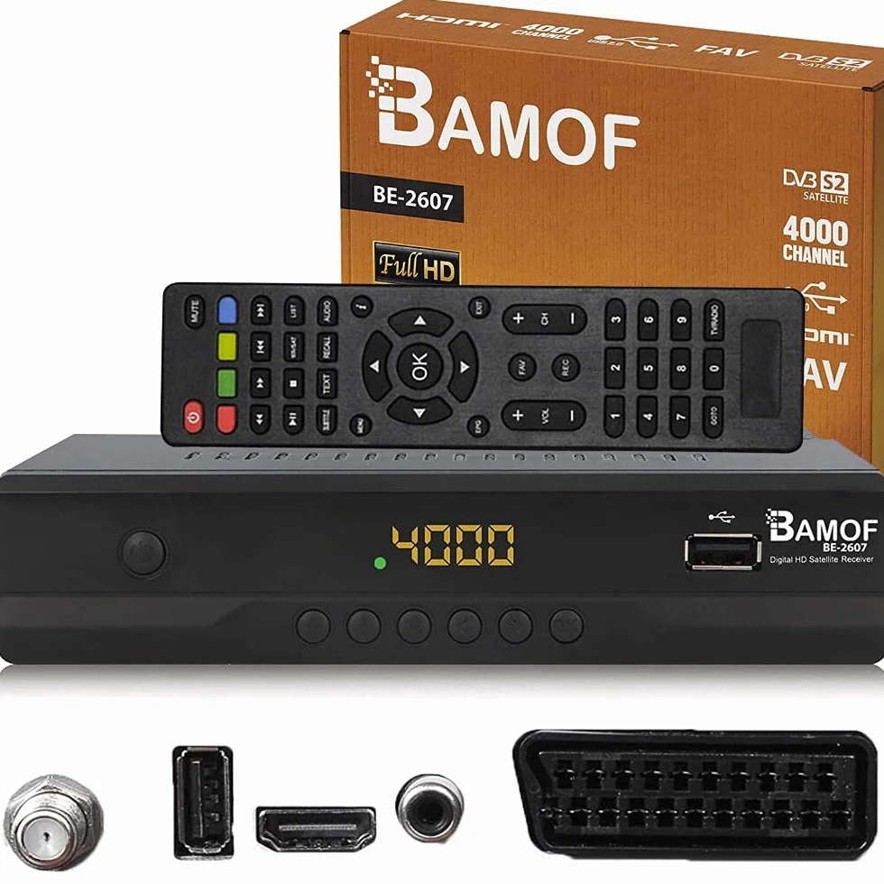 hd-line Bamof BE-2607 Digital Satelliten Sat Receiver - (HDTV, DVB-S/S2, HDMI, SCART, 2X USB 2.0, Full HD 1080p) [Vorprogrammiert für Astra Hotbird Türksat] [Energieklasse A+++]