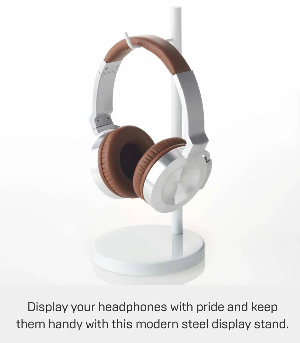 YAMAZAKI 2291 BAUTES Headphone Stand, White, Steel, 13 x 13 x 28 cm