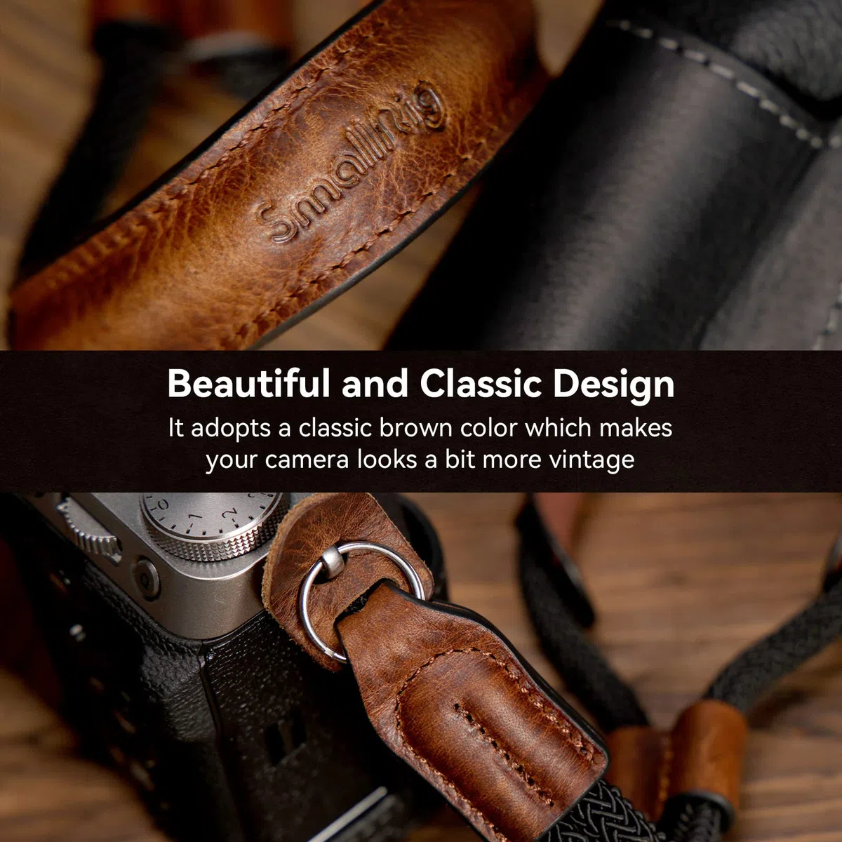 SMALLRIG Camera Wrist Strap, Kamera-Handschlaufe, Vintage Leder Kamera Handschlaufe für DSLR-Spiegelreflexkameras, für Fujifilm X-T5 X-T4 X-T3 X-T30 X-E4 X100V und Andere Kompaktkameras, Braun - 3926