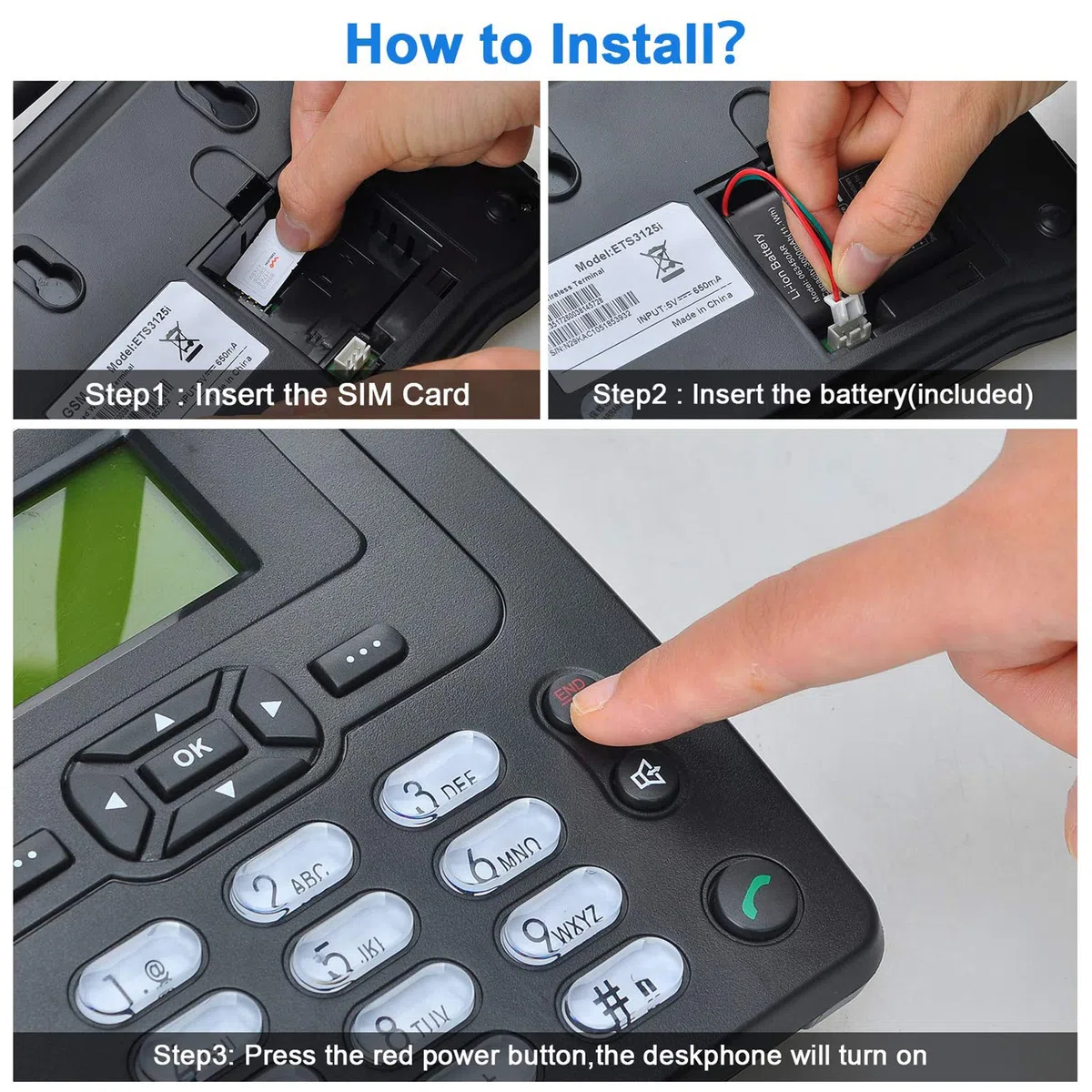 Lychee Simkarte GSM Tischtelefon - Hände frei,SMS,Großes Display mit Hintergrundbeleuchtung, Radiofunktion - Telefon für Hause oder Büro (Schwarz 01)