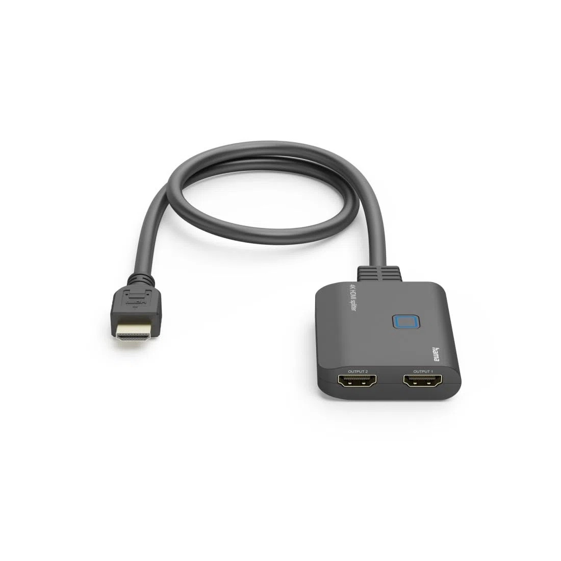 Hama HDMI Splitter 4K 1 In 2 Out (4K@30Hz, Adapter zur Übertragung eines HDMI-Signals auf 2 Ausgabegeräte, z. B. Beamer, Bildschirm oder 2 Monitore gleichzeitig, 60 cm) schwarz