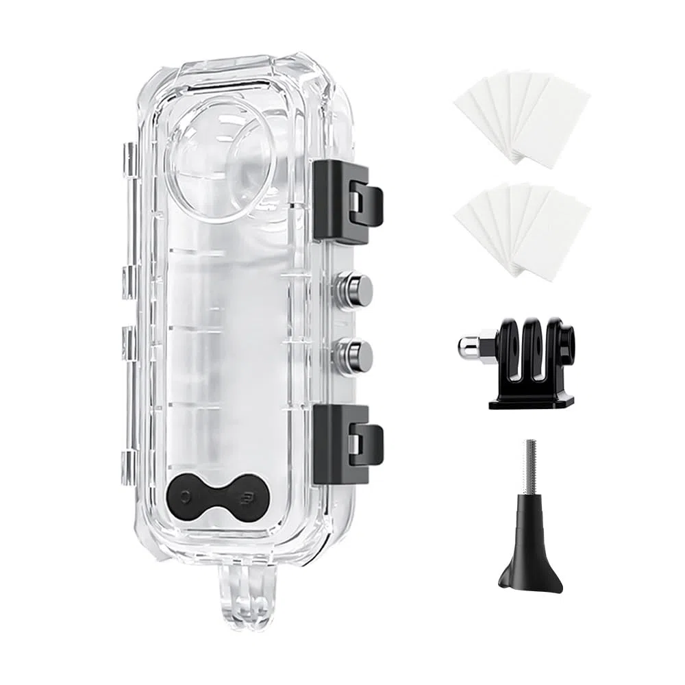Wasserdichtes Gehäuse für Insta 360 X5 Action Kamera Tauchen, 45 m, unsichtbare Unterwasser-Schutzhülle für Insta360 X5 mit Halterungszubehör und Anti-Beschlag-Einsätzen
