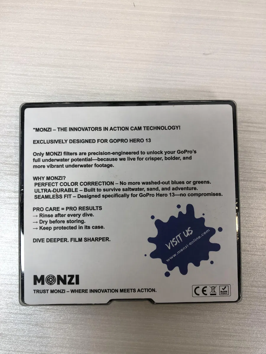 Monzi - Wasserdichter Unterwasserfilter für GoPro Hero 13 (2024-2025) – Rotlichtfilter & Farbkorrektur für kristallklare Tauchvideos