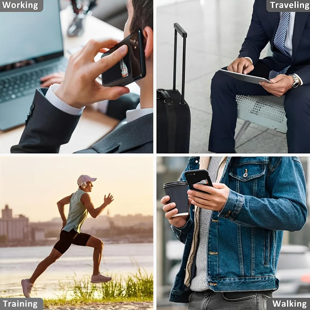 JEYORZY 2 pcs Handy-Kartenhalter, selbstklebend für die Rückseite des Handys Perfekt für Auswei und Kreditkarten jeglicher Art Einfach auf die Brieftasche aufkleben, Kompatibel mit Smartphone, Schwarz