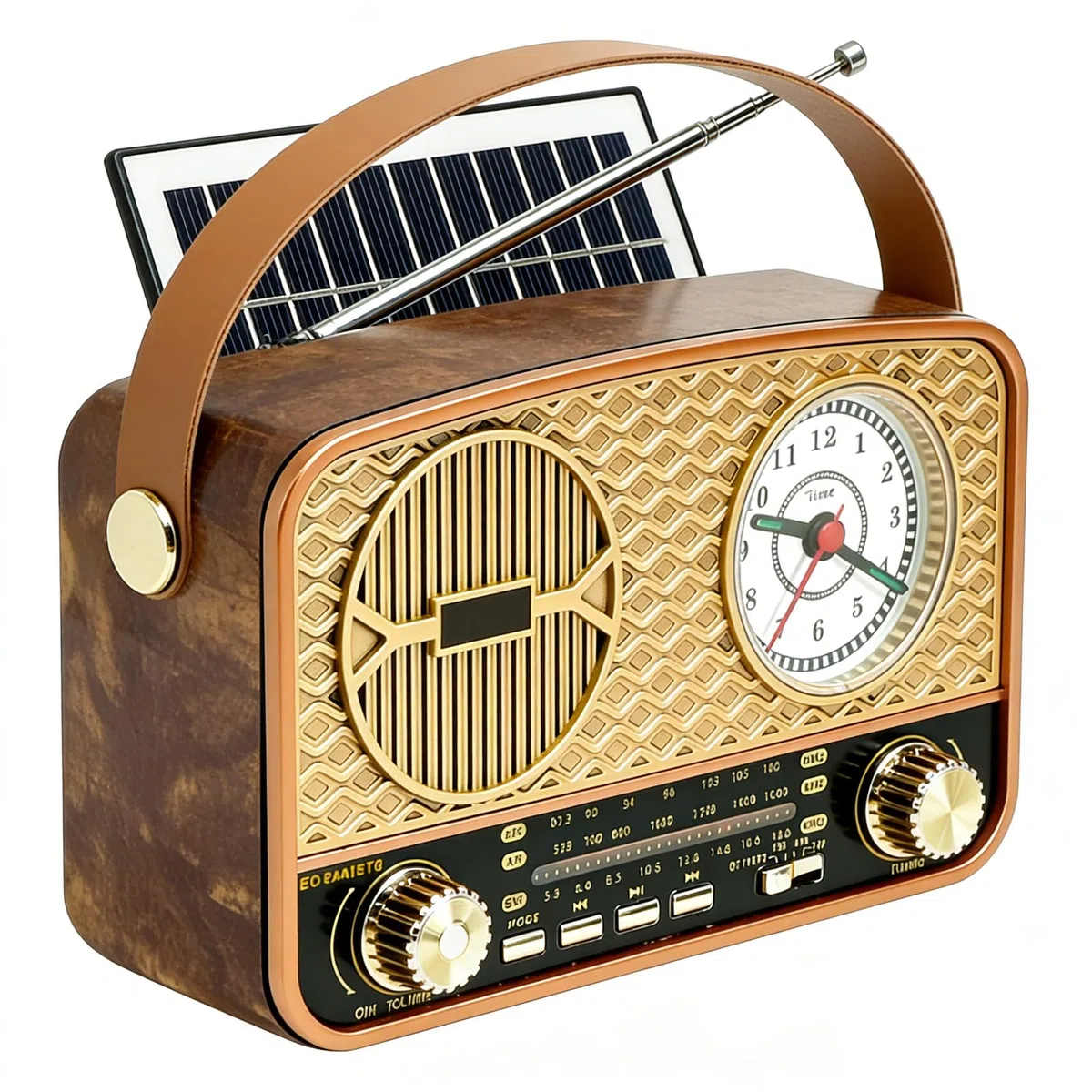 Retro Radio AM/FM/SW Radio Tragbar Klein, VintageRadio Betrieben Akku solarradio mit Solarpanel, Küchenradio Kofferradio mit Bluetooth Lautsprecher Unterstützt USB/TF Funktion Uhrfunktion