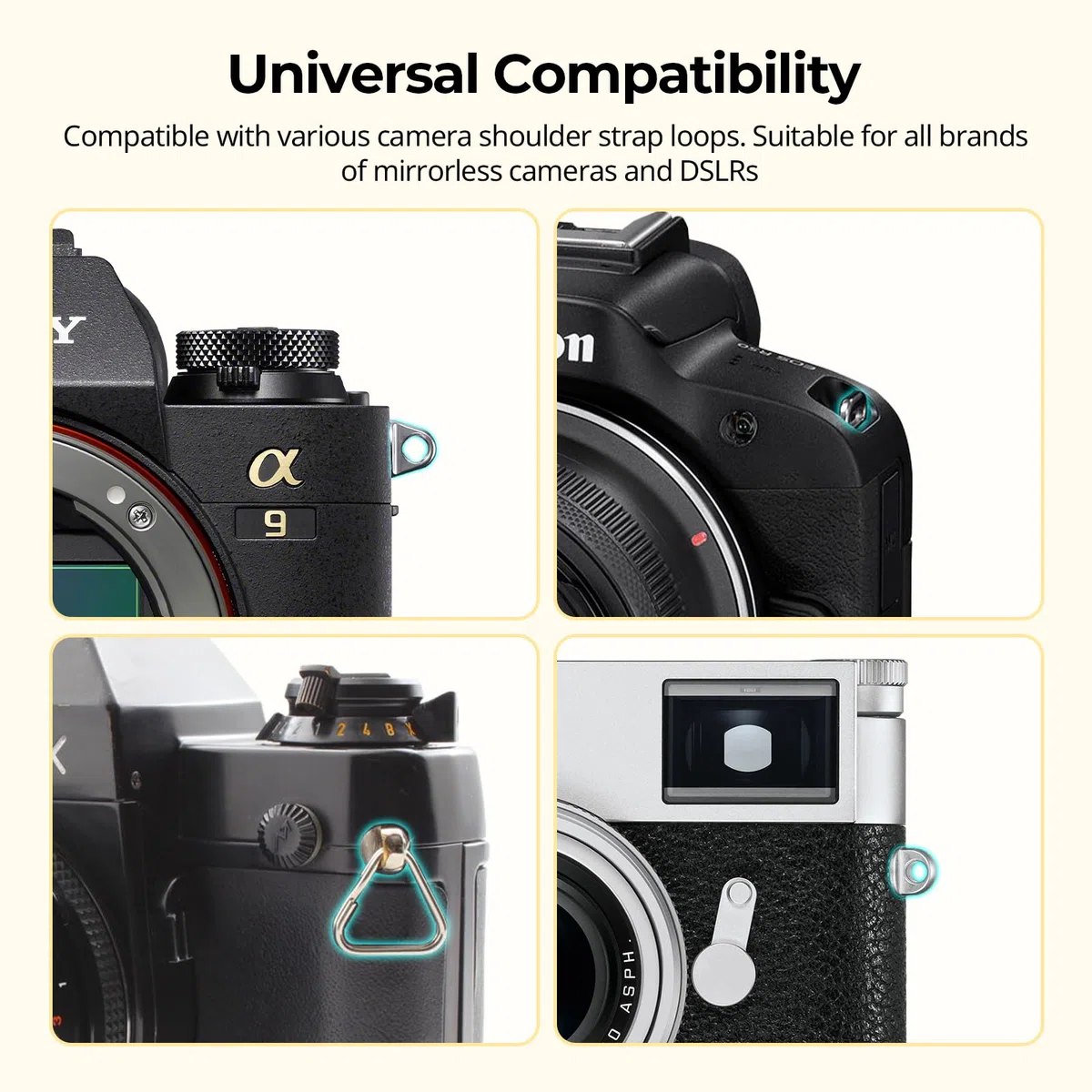 SMALLRIG Shoulder Strap für Kamera, verstellbarer geflochtener Schultergurt für Kamera mit O-Ring und Lederpolster für DSLR/spiegellose Kameras für Sony, für Fujifilm,für Canon, für Nikon