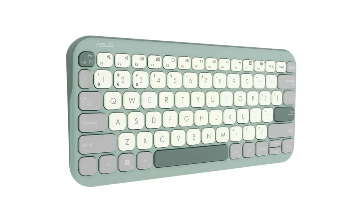 ASUS Marshmallow Tastatur KW100, QWERTZ DE Layout, kabellos, Bluetooth, flaches Profil, Farbe Green Tea
