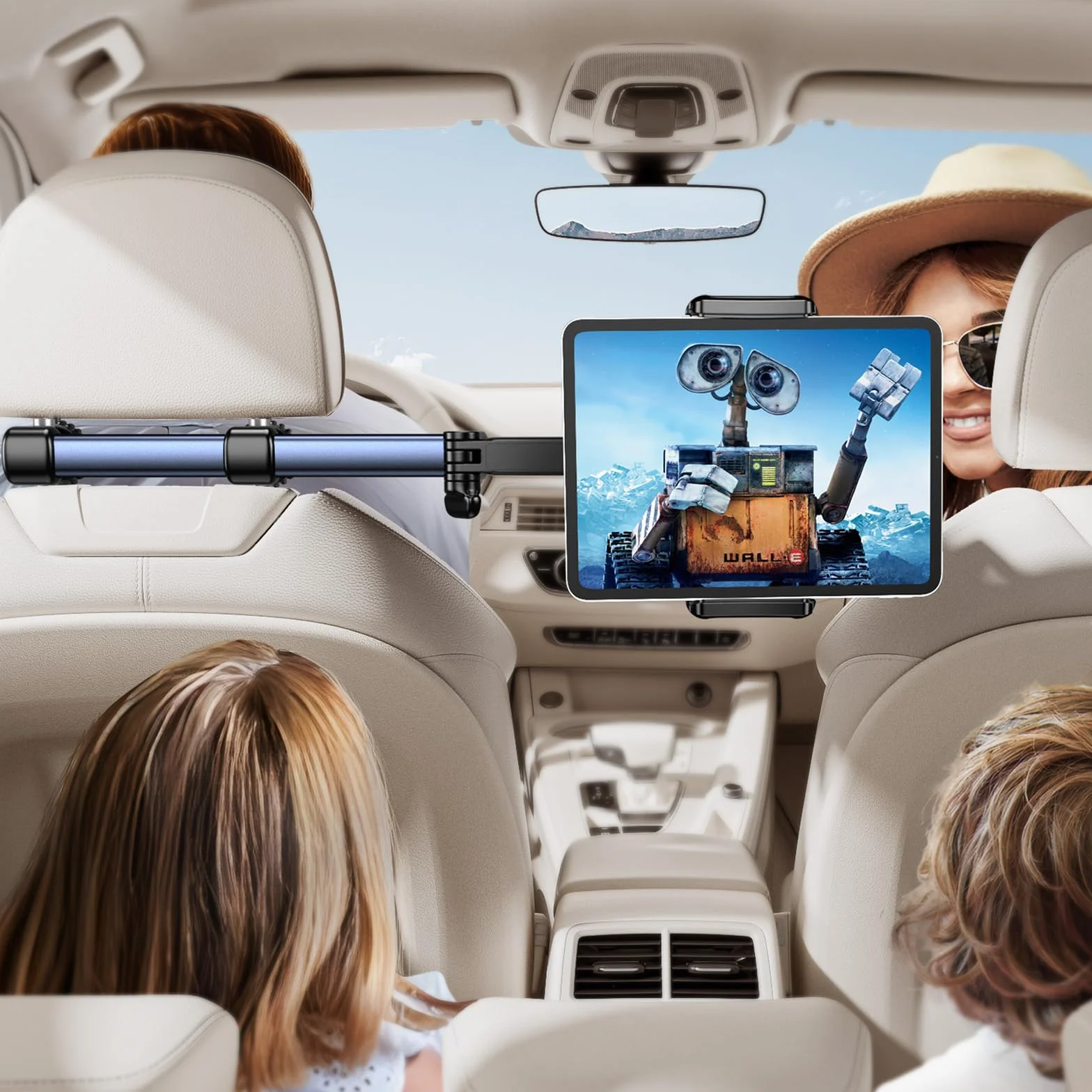 TRYONE Tablet Halterung Auto Kopfstütze - [46cm Langarm] [3 in 1 Ausziehbare] KFZ Tablethalterungen Reise Zubehör für Kinder, Autohalterung für iPad für Sumsung Tab/Switch/Handys & 4,7-13 Zoll Geräte