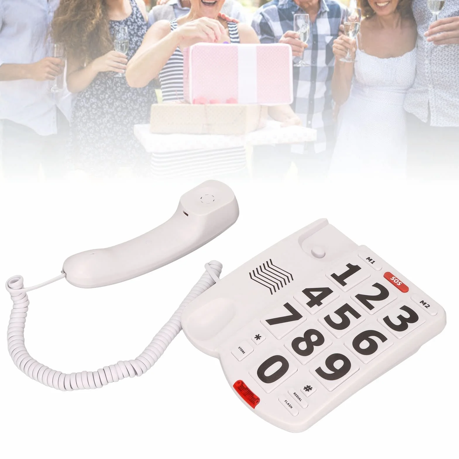 ciciglow Großes Tastentelefon für Senioren, Extra Lauter Klingelton, Einstellbare Lautstärke und Langes Kabel, Schnurgebundenes Telefon für Hör- und Sehbehinderte Telefone