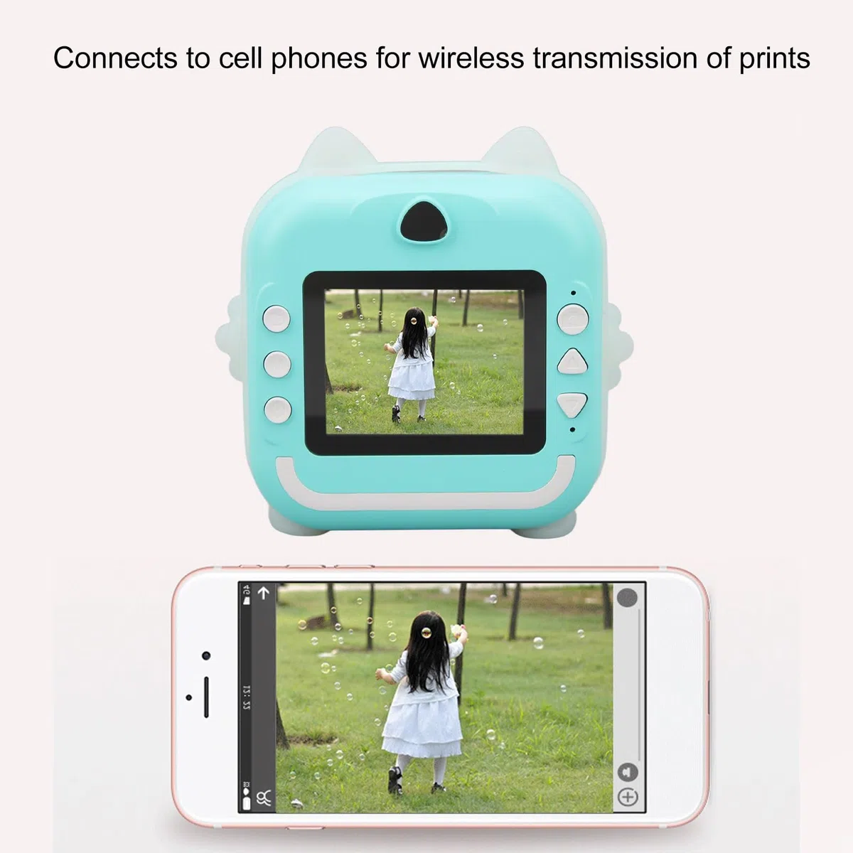Niedliche Druckkamera 24 MP, Multi-Zoom, Cartoon-Smart-Kids-Sofortbildkamera mit Thermodruck, HD-IPS-Bildschirm, Umweltfreundliches Material fürab 3 Jahren (Blue)