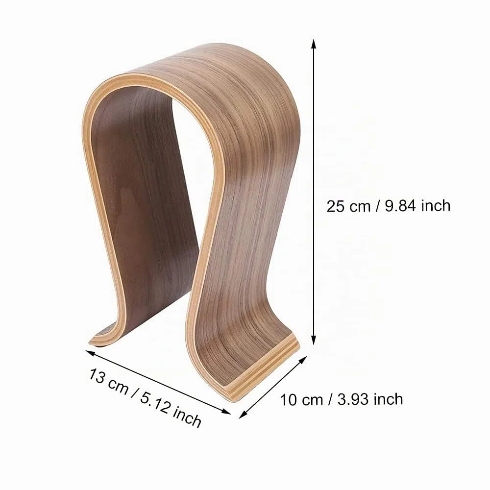 Kopfhörerhalter Holz, Kopfhörer Ständer, Kopfhörer Halter, U Form, Walnussholz, Universal, Umweltfreundlich, Dauerhaft, rutschfest, für Zuhause, Büro, Studie (Braun)