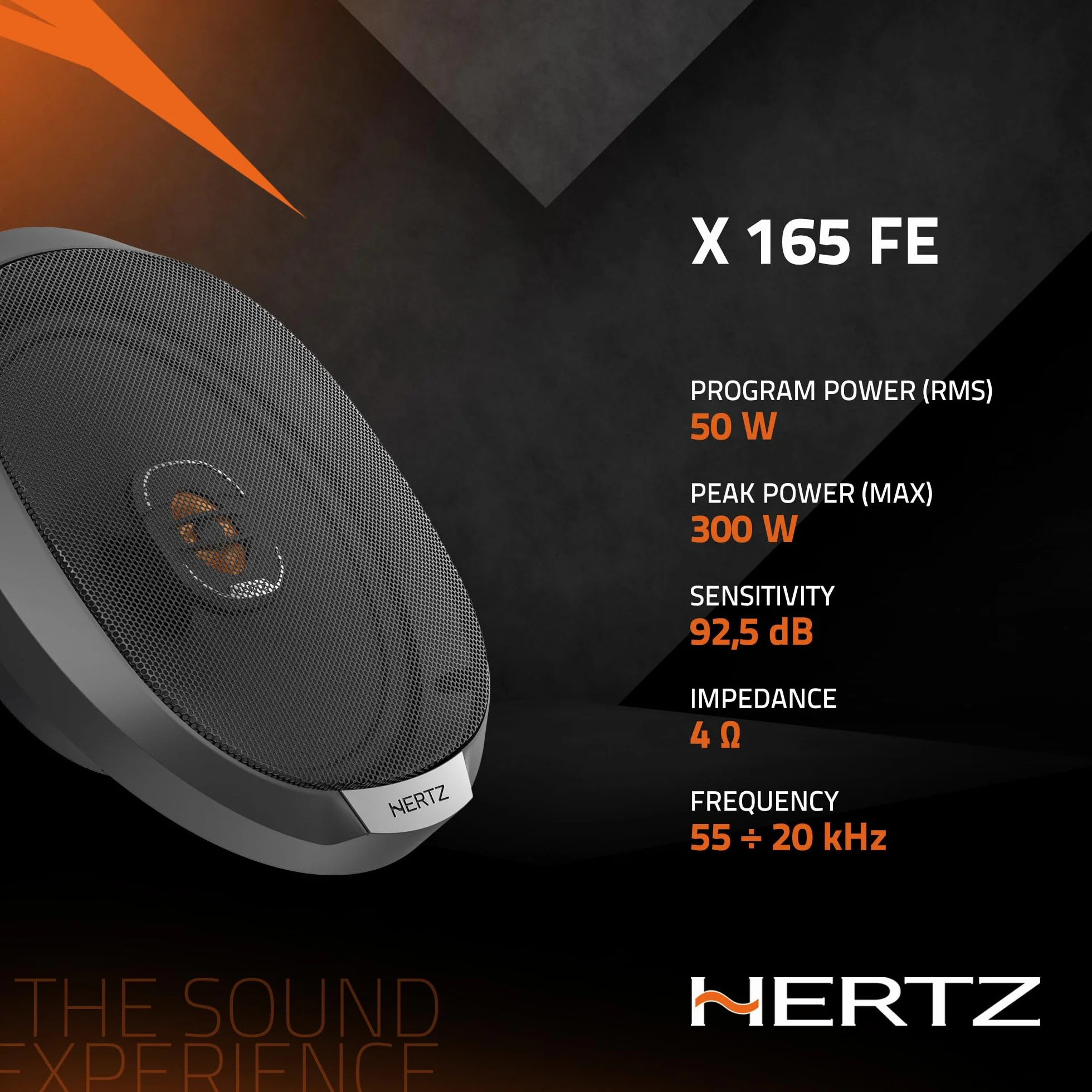 Hertz X 165 Fan Edition 165/170mm 2-Wege Koaxial Lautsprecher 200W Peak, 50W RMS, 4Ohm, Wasserabweisender Presspapierkegel, 24mm PEI Hochtöner, einfache Installation