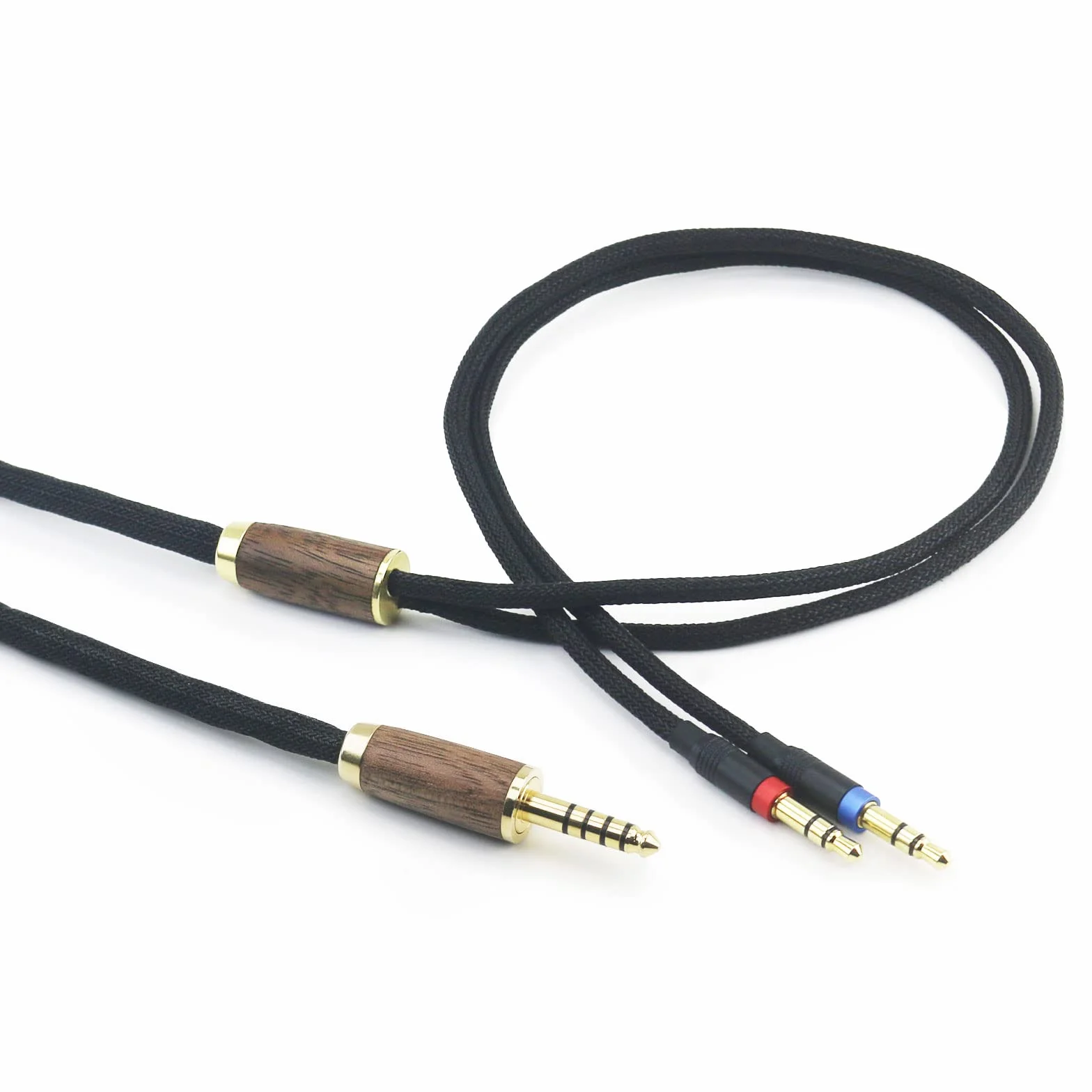 4,4 mm 7N OCC symmetrisches Kabel, versilbertes Kupfer, Walnussholzgehäuse, kompatibel mit Hifiman Sundara, Ananda, Arya, Edition XS, HE400SE, HE4XX, HE-400i Kopfhörer (2X Version)