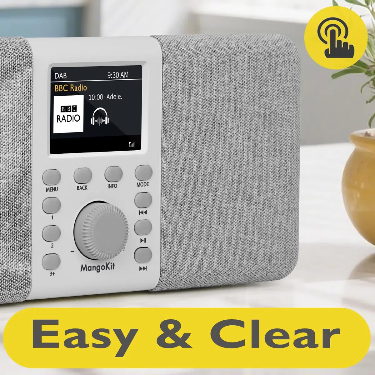 MD5 Stereo DAB Radio mit Bluetooth,DAB Plus Radios,Digitalradio,UKW Radio,Tragbares Dab Radios,Küchenradio mit Netzbetrieb und Batterie,Farbdisplay,Alarme,Uhr,Schlummerfunktion-Steingrau