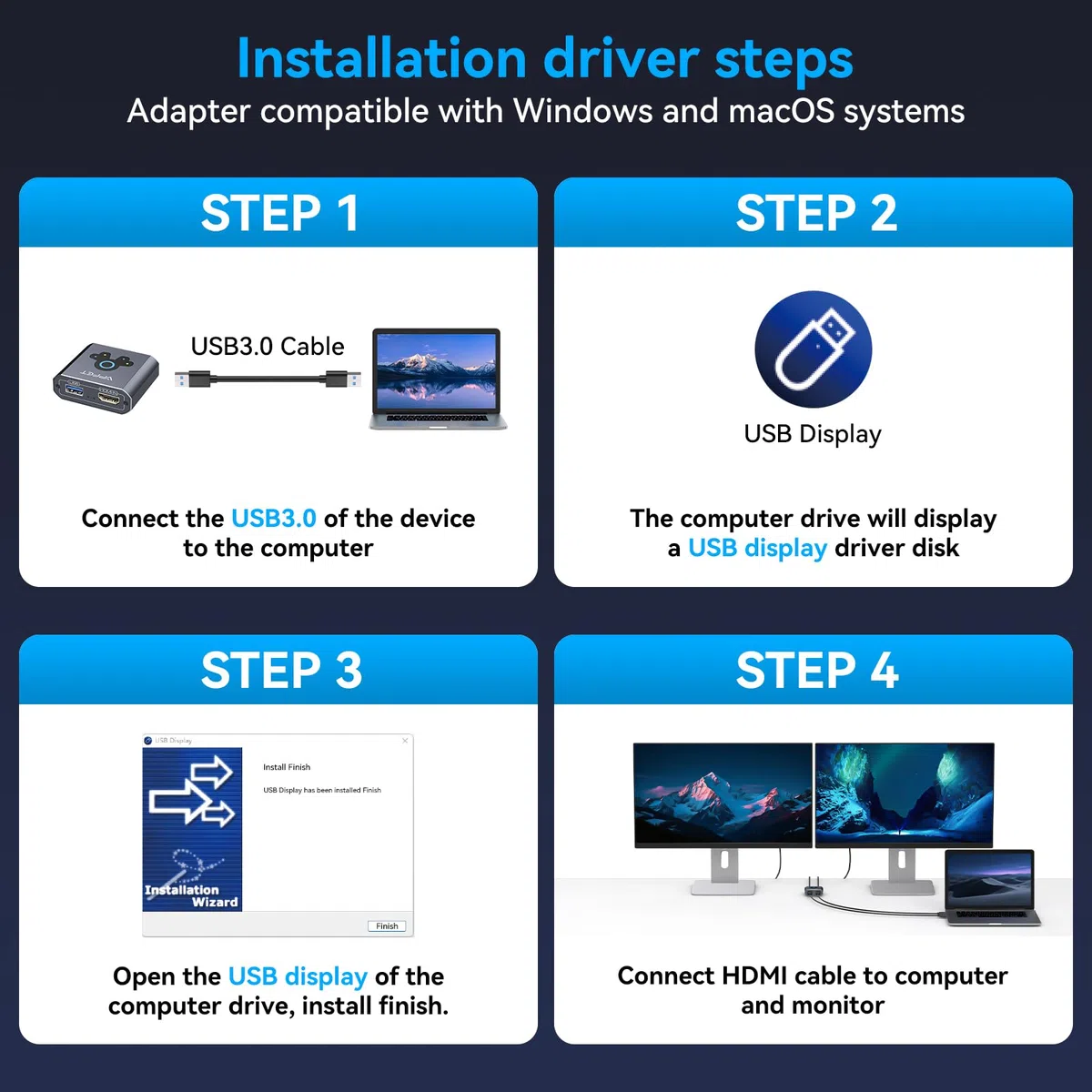VEDINDUST HDMI Splitter Extend 4K@60Hz zu Dual HDMI Adapter Support Mirror oder Extend kompatibel mit Windows XP/7/8/10/11 und macOS geeignet für Monitore Fernseher Projektoren