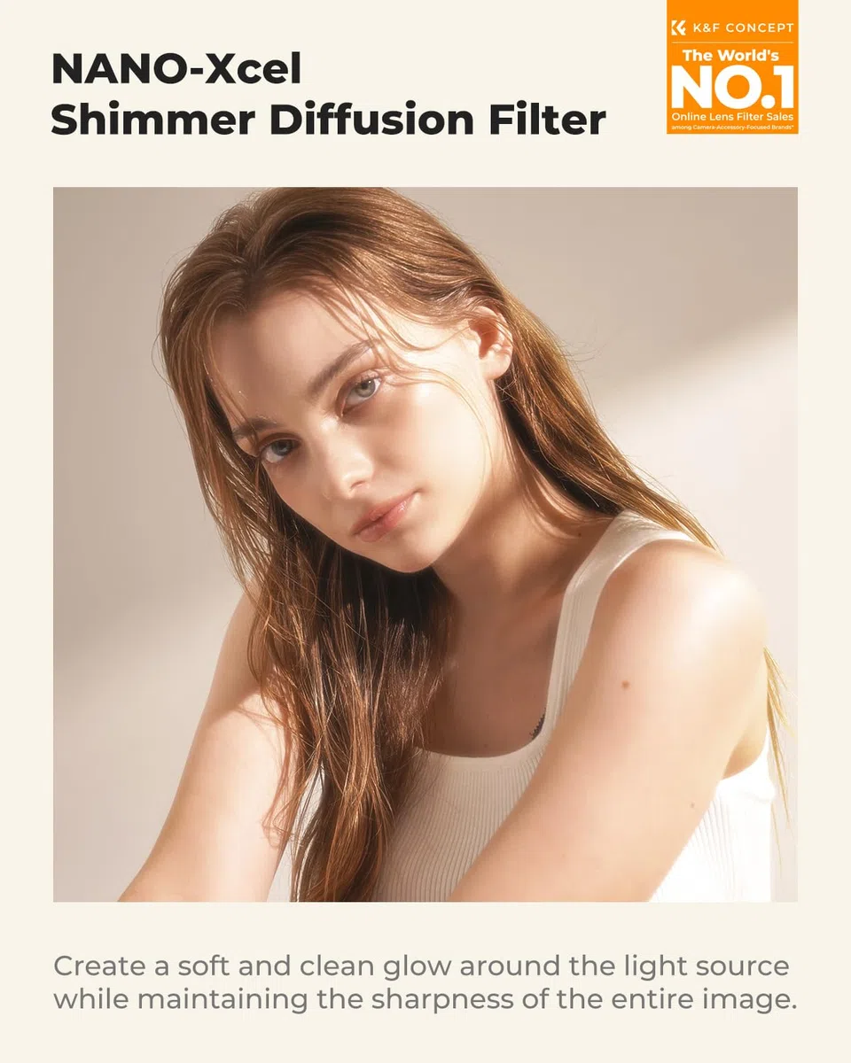 K&F CONCEPT Shimmer Diffusion 1 Filter 52mm aus Optisches Glas mit 28-facher Nano-Beschichtung für Videoaufnahmen/Portraitfotografie (Nano-Xcel)