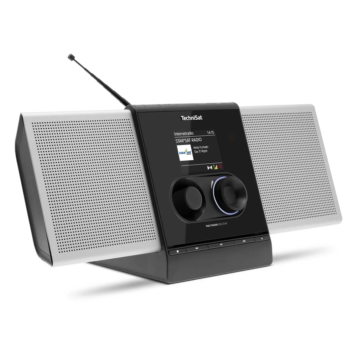 TechniSat MULTYRADIO 600 CD IR - Internetradio (Kompaktanlage, WLAN Radio, DAB+, UKW, Spotify, Bluetooth, CD-Player, USB, Farbdisplay, App-Steuerung, Fernbedienung, 40 Watt Stereo) Silber/schwarz