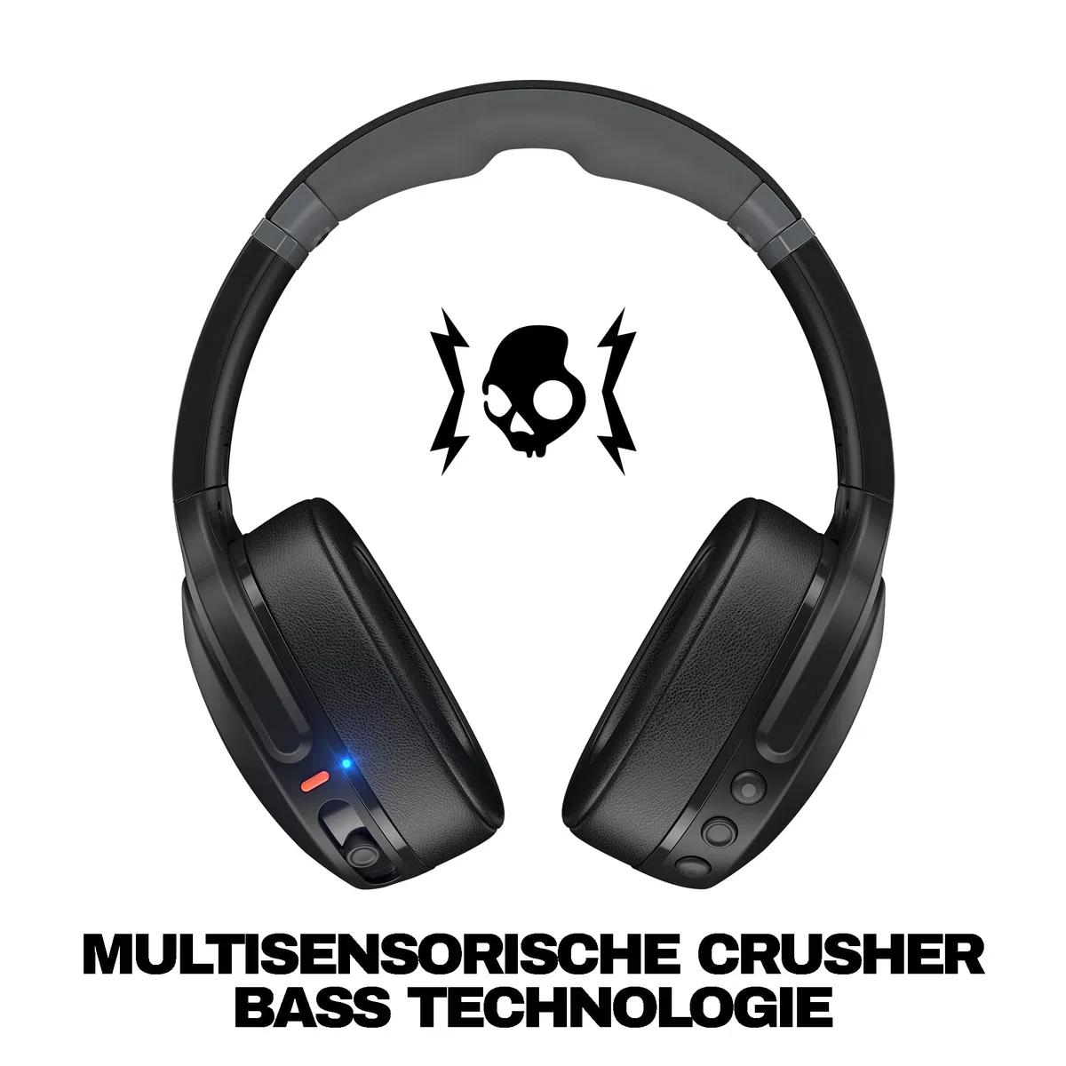 Skullcandy Crusher Evo Wireless Bluetooth-Kopfhörer mit zusätzlichem USB-C-Ladekabel, multisensorischem Bass, schallisolierender Over-Ear-Passform, 40 Stunden Akkulaufzeit - Schwarz