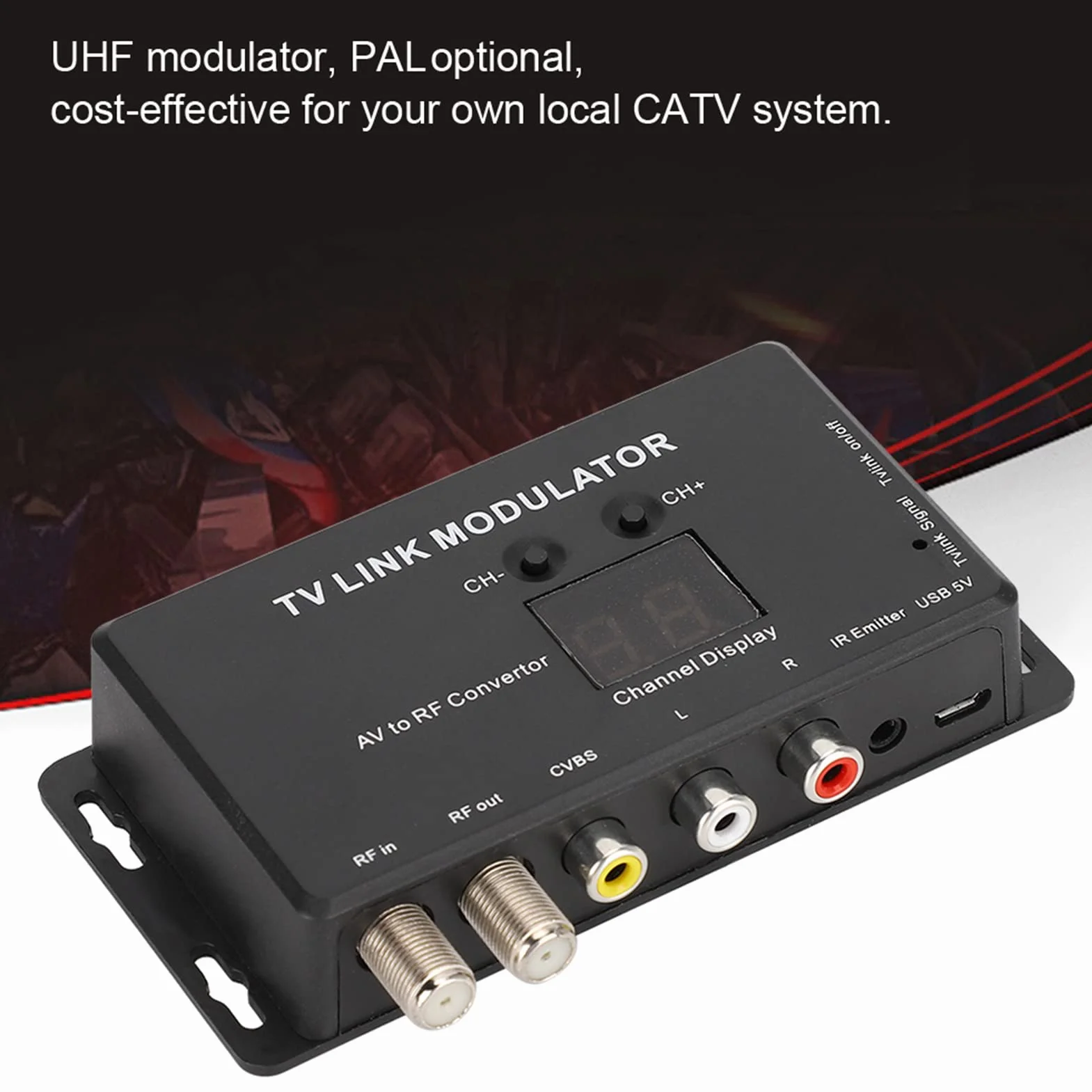 TM70 UHF-TV-LINK-Modulator: HF-Modulatoren mit AV-zu-HF-Konverter, IR-Extender & Kanalanzeige - Einfache Installation für perfektes Fernsehvergnügen
