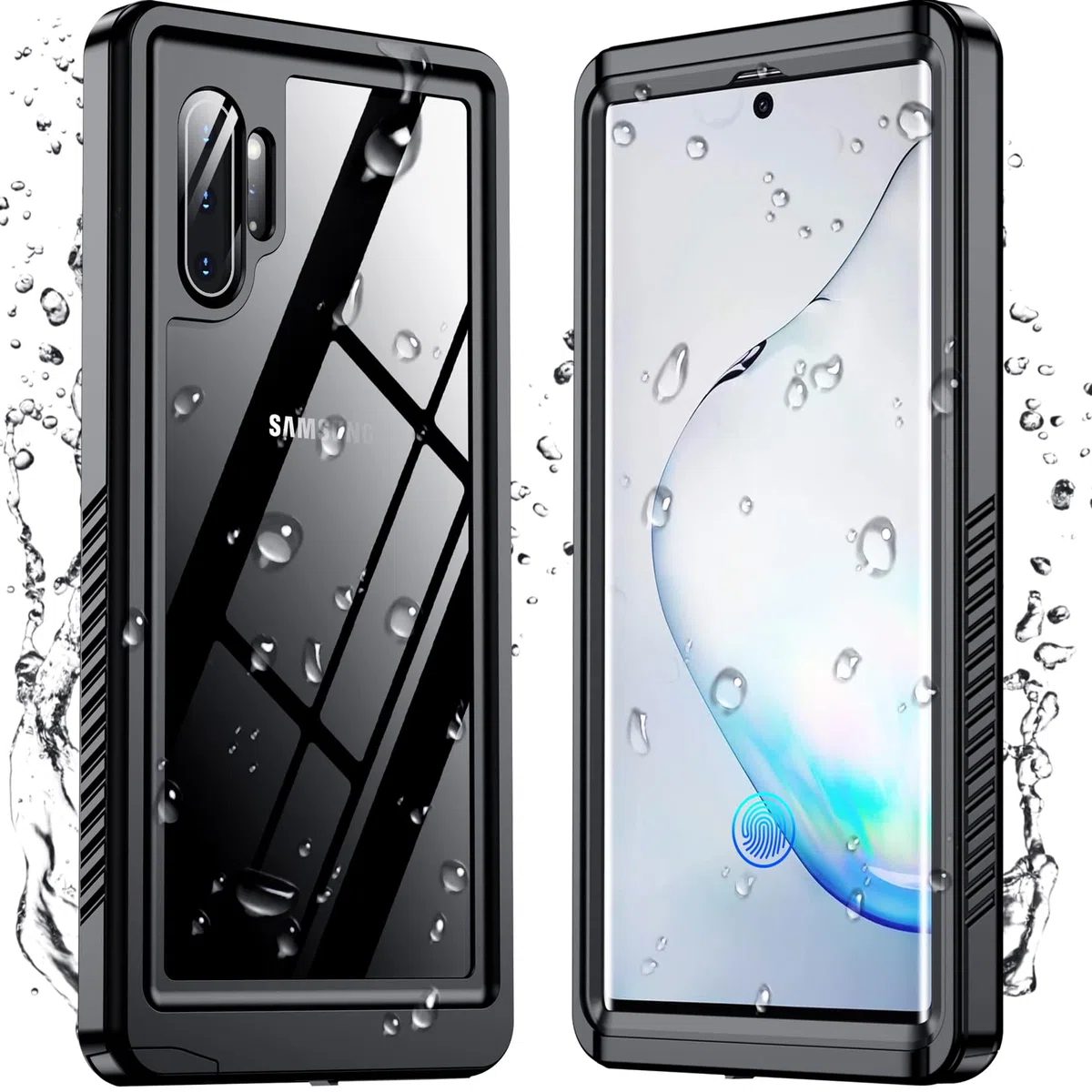 Schutzhülle für Samsung Galaxy Note 10 Plus, wasserdicht, Fallschutz in Militärqualität, IP68 unter Wasser, robuste, stoßfeste Schutzhülle für Note 10 Plus, 17,7 cm (6,8 Zoll), Schwarz