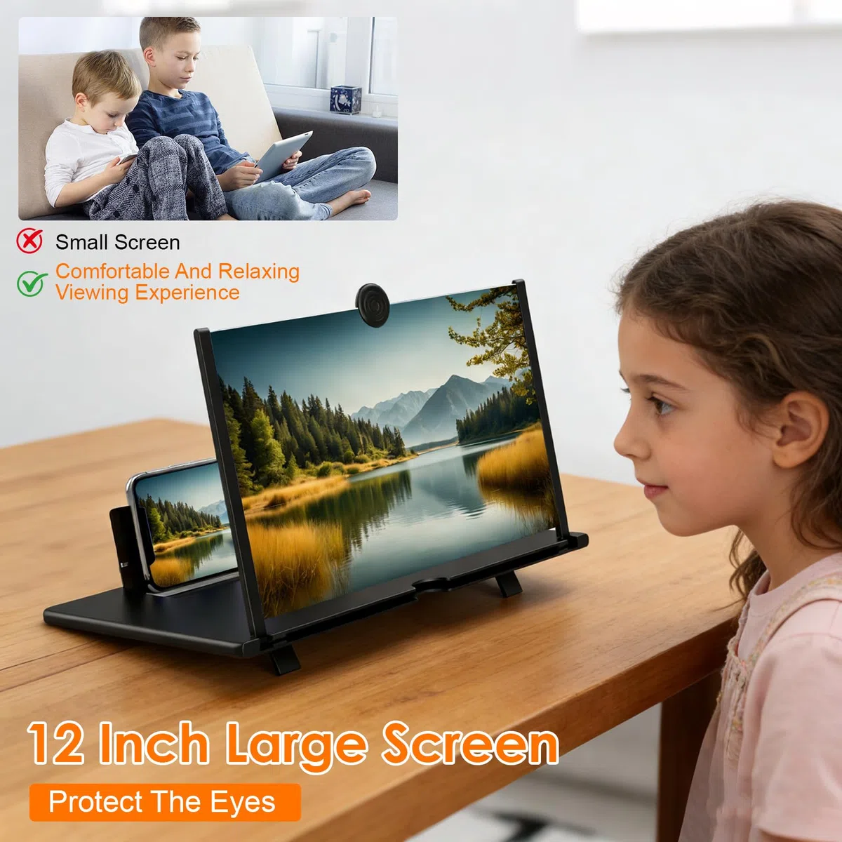 Bildschirmlupe für Handy 12 Zoll, Mobile Handylupe für Alle Smartphone mit Ultra HD Optik, Lupe Handy Vergrößerungs Bildschirm, Klappbarer Tragbarer mit Standfuß