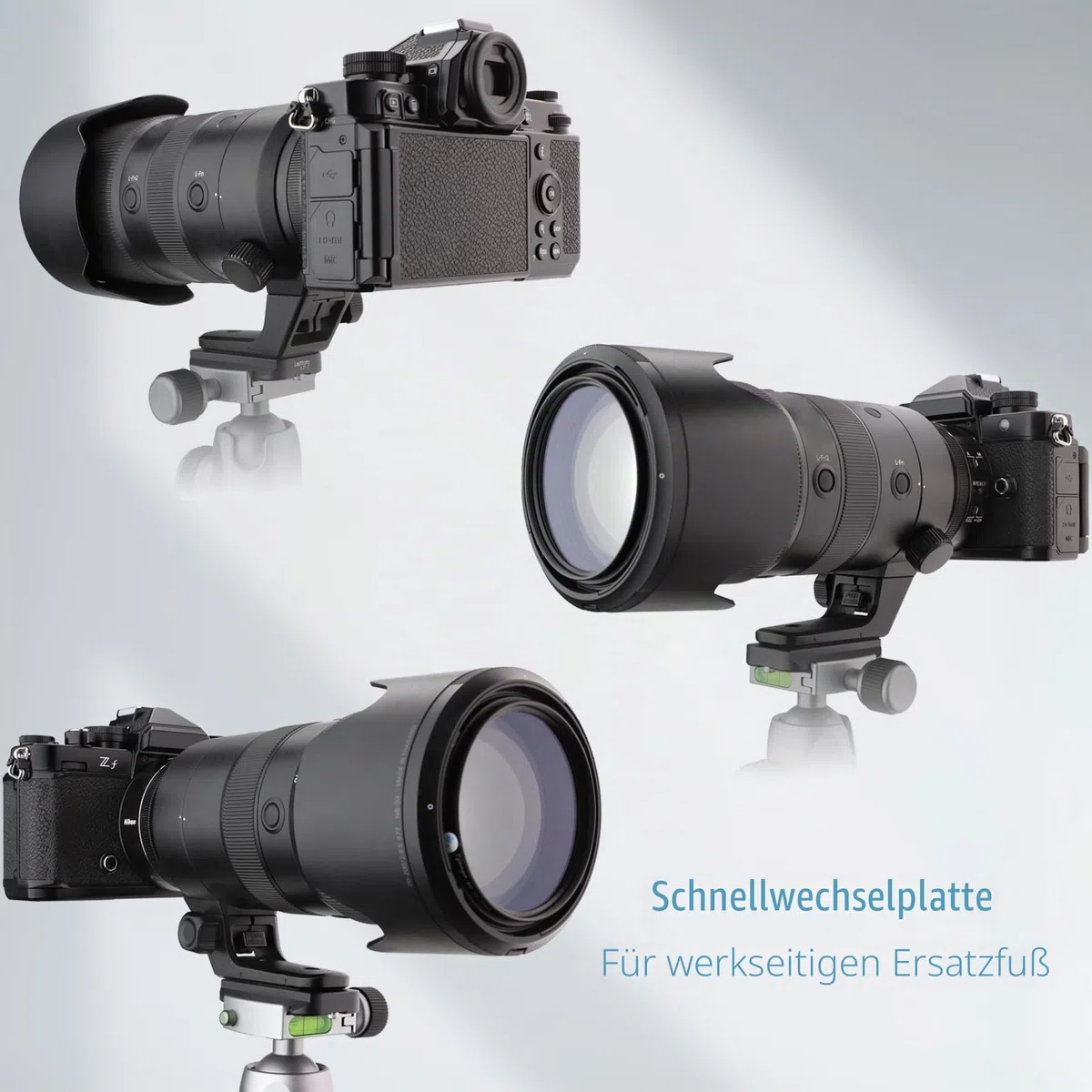 Leftfoto Objektivplatte für Nikon Nikkor Z 70-200 mm f 2.8 VR S-line/Z 100-400 mm f 4.5-5.6 VR S-Line Objektiv, Objektiv-Ersatzfußhalterung, Arca-Swiss Style.