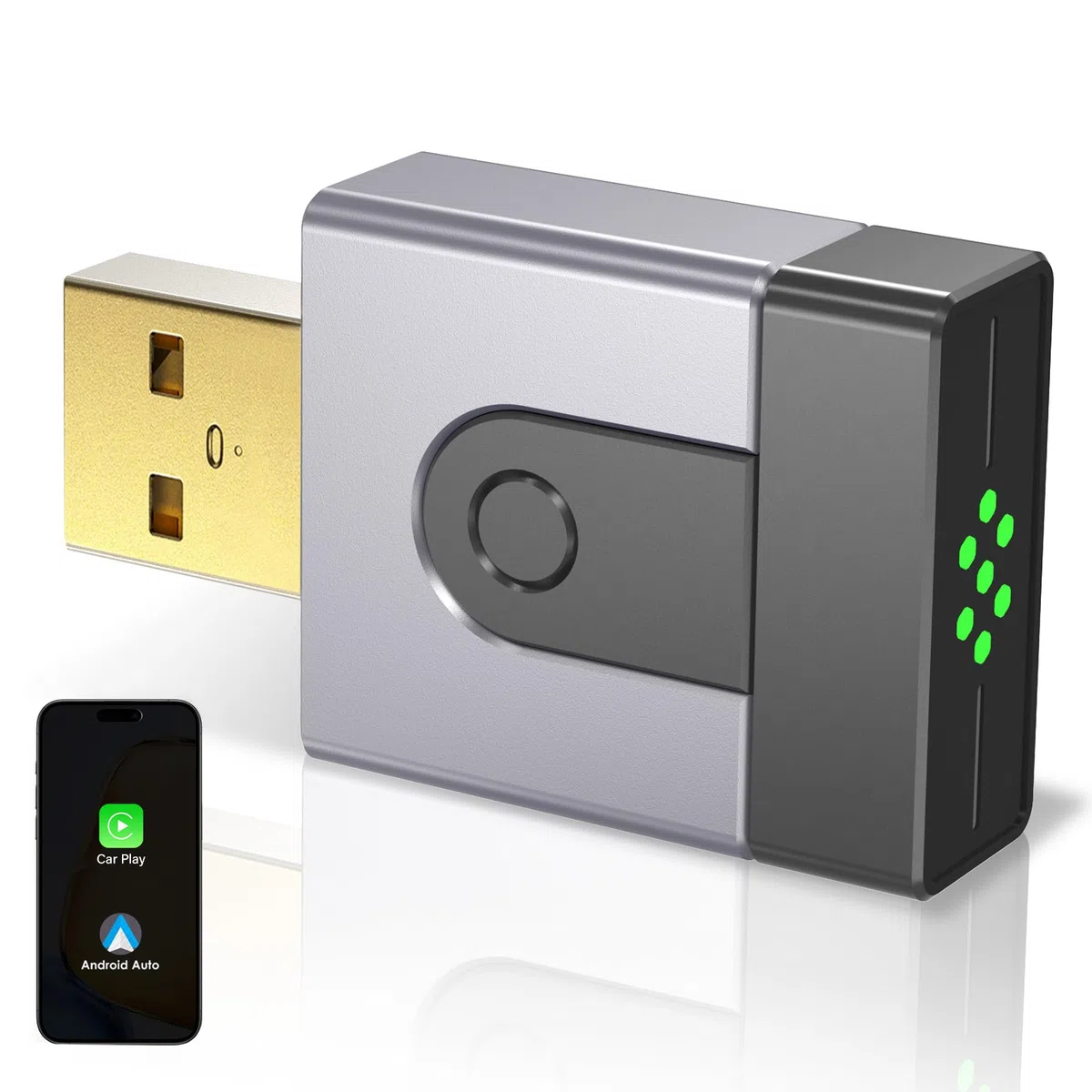 2-in-1 Mini CarPlay Wireless & Android Auto Wireless Adapter, Aufrüstung von kabelgebunden auf kabellos,schnelle automatische Verbindung,Plug & Play,iOS 10+, Android 10+, Autos ab 2016(1Stück)