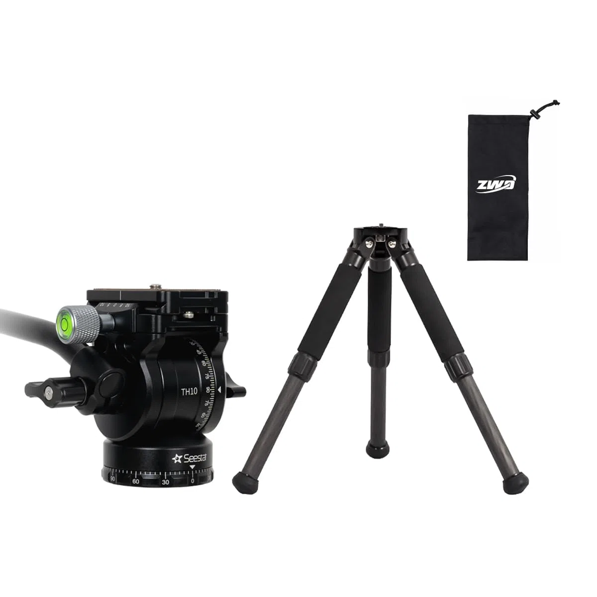 ZWO Seestar Stativkopf TH10 & Stativ TC20 für Seestar Smart-Teleskop, Fluidkopf für Äquatorialmodus, 360° Schwenk- und ±90° Neigefunktion, kompatibel mit DSLR-, System- und Videokameras TH10+TC20