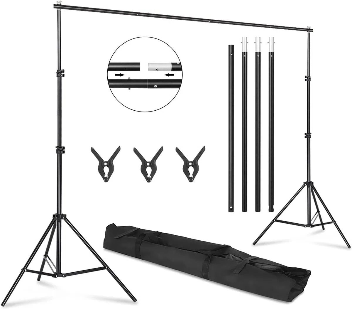 LEADZM Hintergrund Ständer Set 2 x 3m Verstellbarer Hintergrund Hintergrundständer Stützsystem Ständer mit Tragetasche für Porträt Produkt Videoaufnahmen und Partydekoration