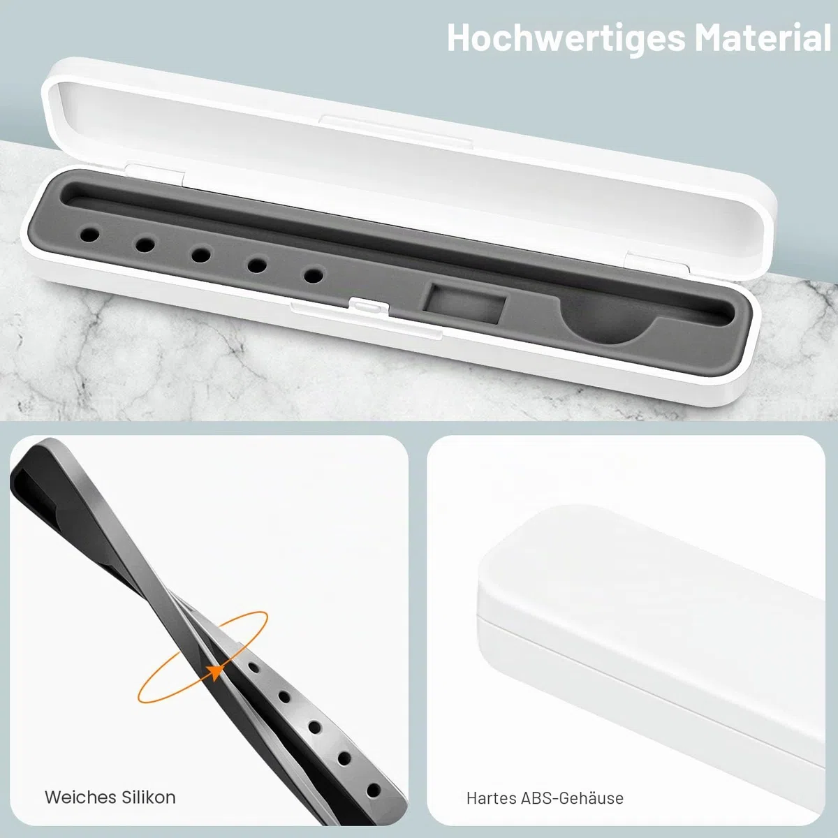 CASEBOT Stifthalter Hülle Kompatibel mit Apple Pencil Pro/USB-C, Apple Pencil 2./1. Generation, Tragbar Stylus Aufbewahrungsbox für Apple Pencil & Zubehör, Grau