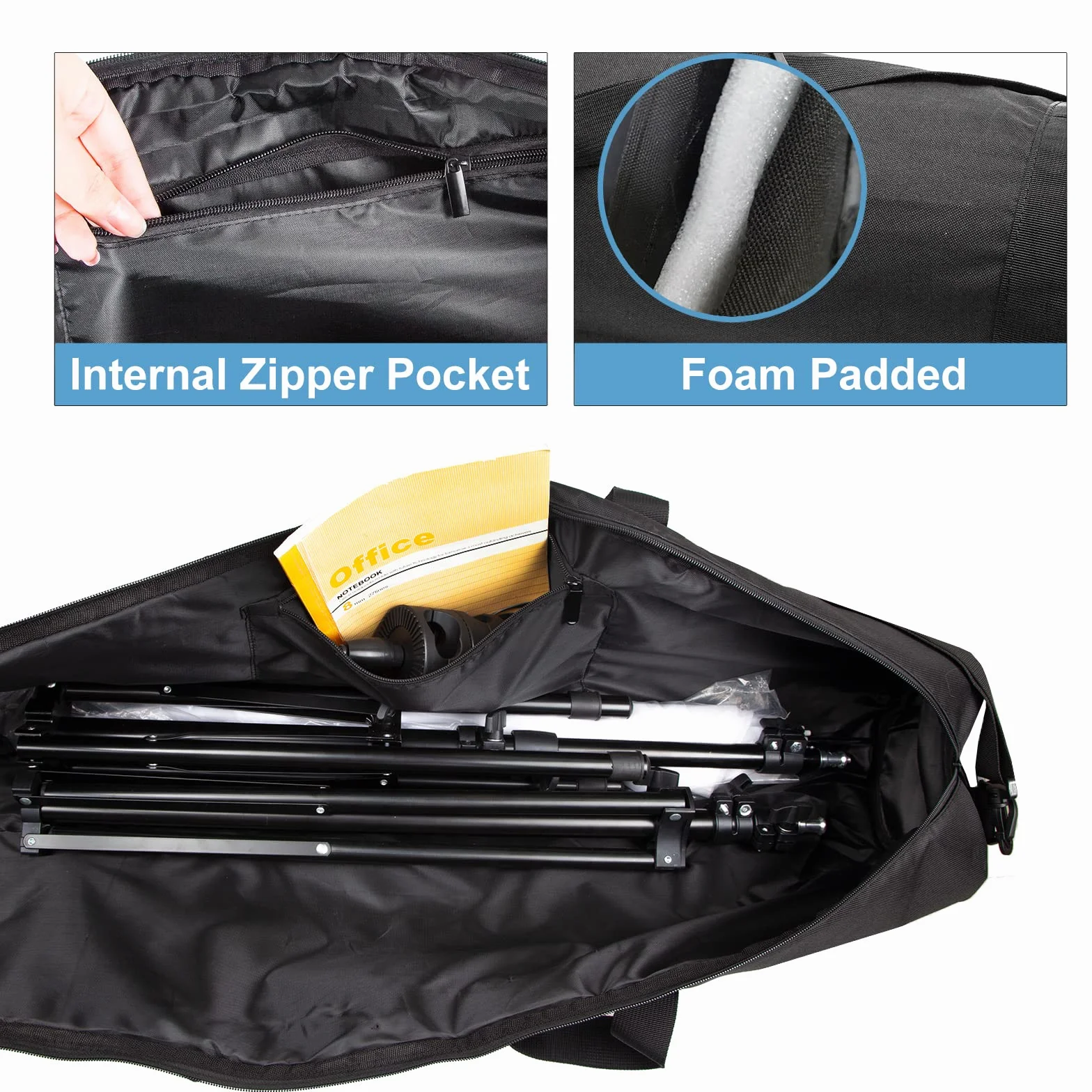 Schwarz Stativtasche Tragetasche, 60 70 80 100 120cm Griff Stativtasche mit Schultergurt, wasserdicht, reißfest, für Lichtständer, Stativ, Studiobeschirm, LED-Licht, Blitz, Angelrutte