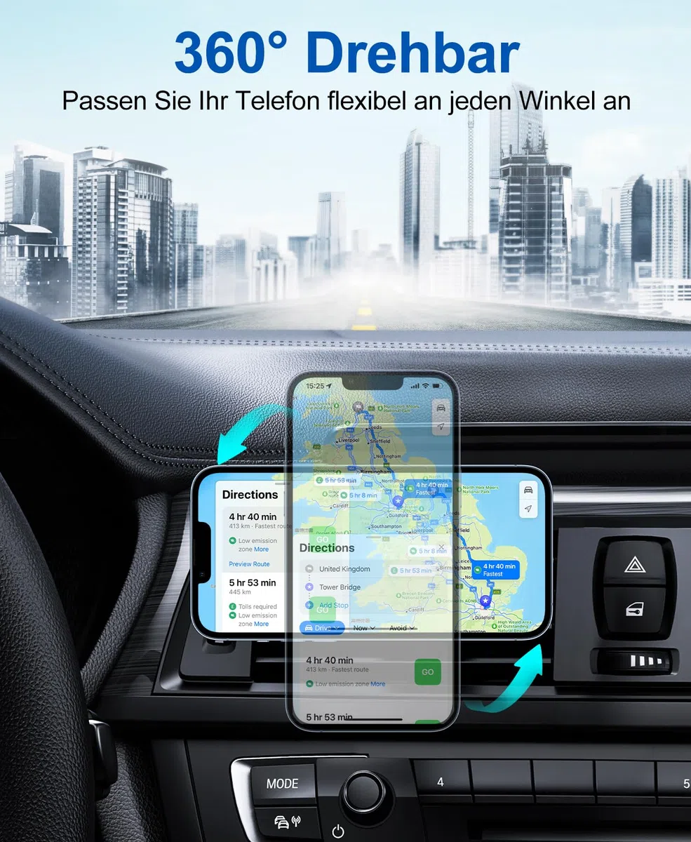 Beeasy 15W Fast Wireless Charger Auto - Handyhalterung Auto Mit Ladefunktion - Automatischer Induktives Qi Ladestation Kfz - Handy Halterung Auto Ladegerät Lüftung für iPhone Samsung Huawei LG usw