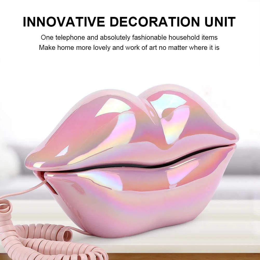 Lippentelefon, Rosa Schnurgebundene Festnetztelefone für Zuhause, Neuheits-Lippentelefon-Geschenk, Kabelgebundenes Lippentelefon für Dekoration/Zuhause/Büro/Kunstdekor
