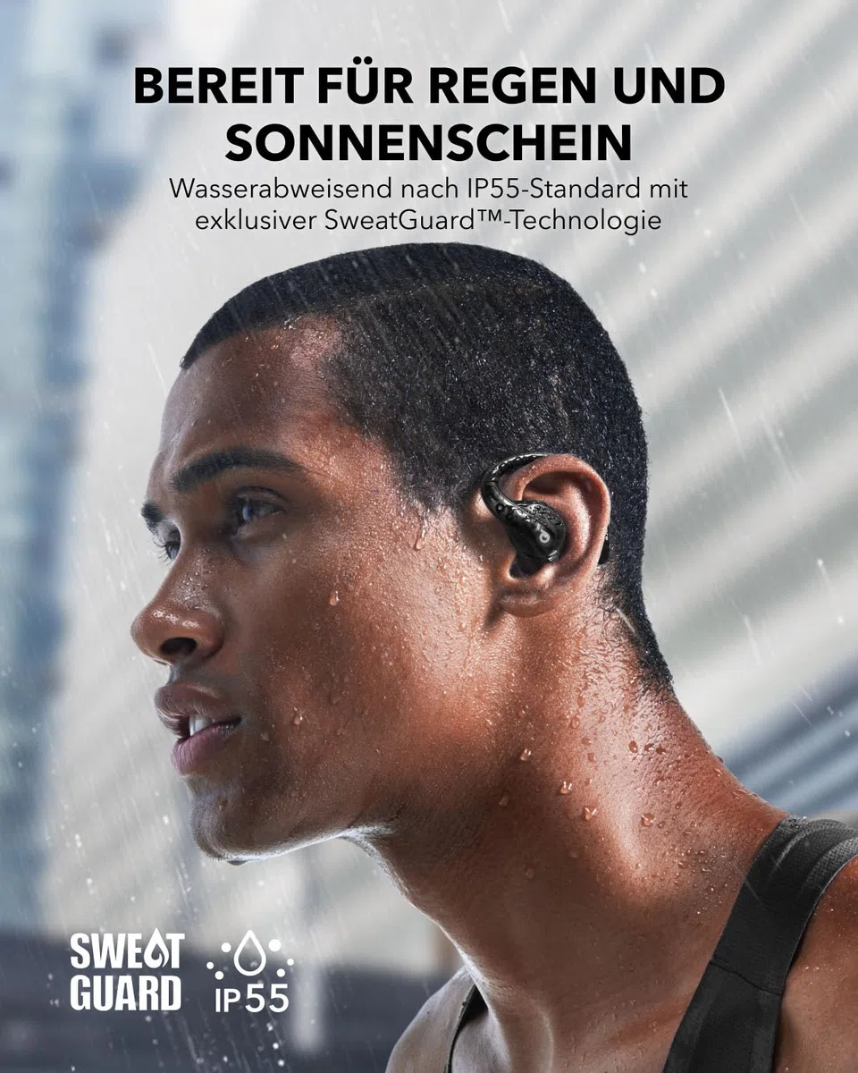 soundcore by Anker AeroFit Pro Open-Ear Kopfhörer, Ultra leicht, Bequem, Ergonomisches Design, Intensiver Sound LDAC, Bluetooth 5.3, IPX5 Wasserschutz, 46h Akku, App, Kabellos
