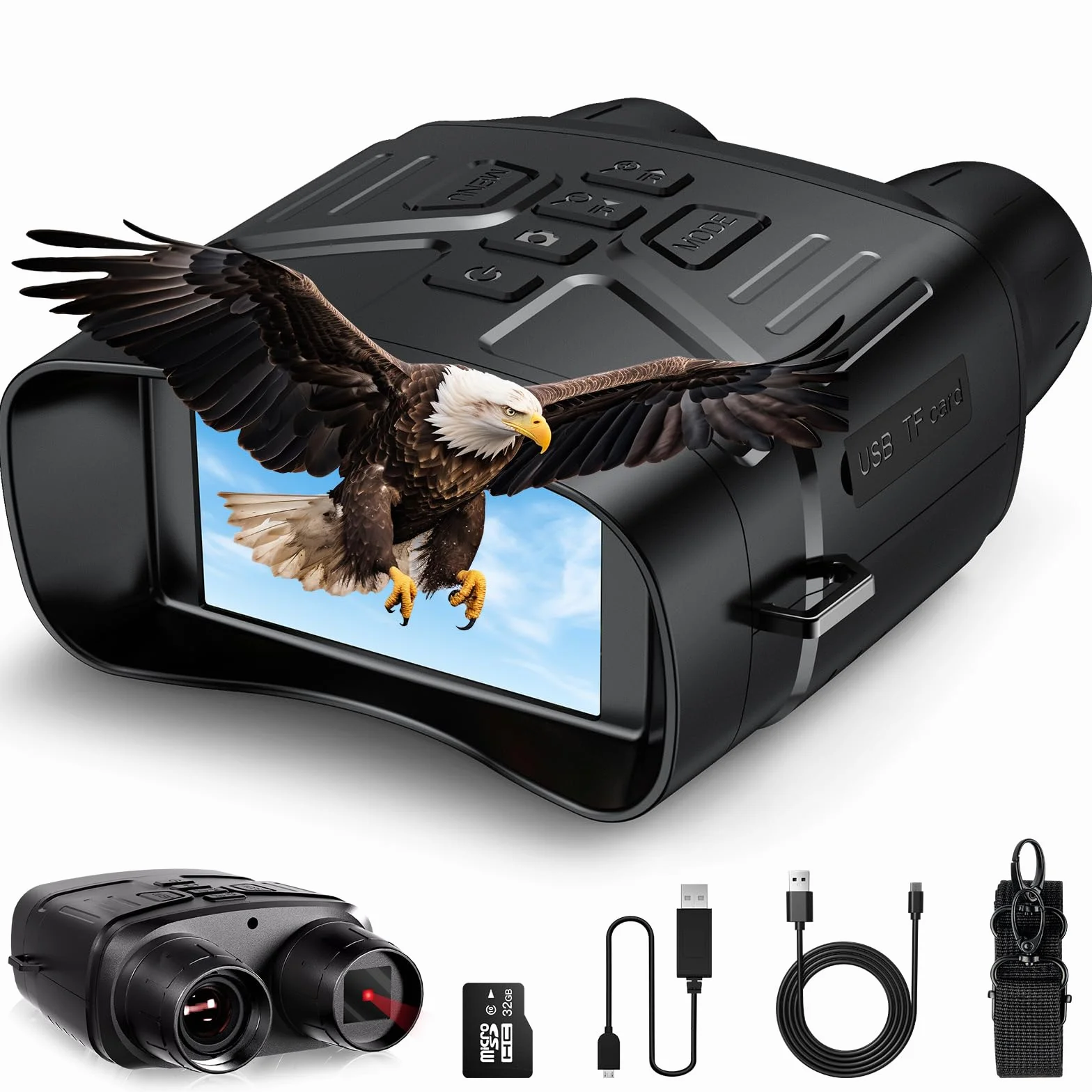 Relassy 4K HD Digital Infrarot Nachtsicht Fernglas 4000mAh 5X Digitalzoom 7 Stufen IR 32GB