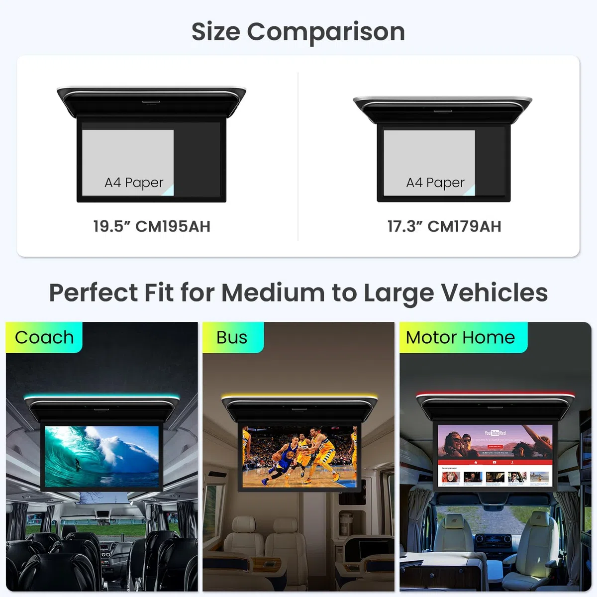 XTRONS 49,5 cm (19,5 Zoll) Android 14 Auto Overhead Flip Down Mount Monitor FHD IPS Bildschirm Octa-Core 4+64GB Autodach Multimedia-Player Auto Video mit überlegenem Sound Unterstützung HDMI/USB/AV/IR