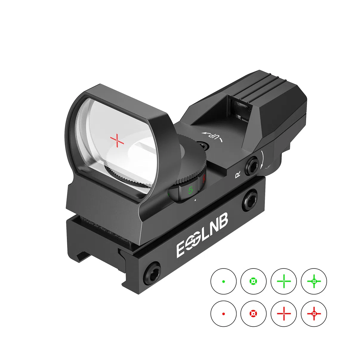 ESSLNB Red Dot Visier Scope Sight Leuchtpunktvisier für 20mm/22mm Schiene mit Montage Schutz und Tactical 4 Reticles