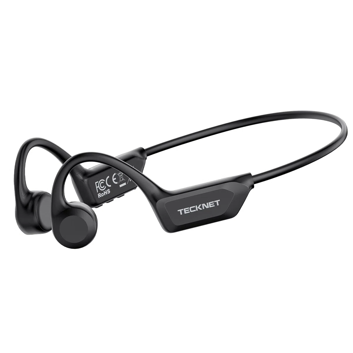 TECKNET Knochenschall Kopfhörer Bluetooth, Bone Conduction Headphones mit Mikrofon, Open Ear Sport Kopfhörer für Fahrrad Laufen, IPX5 Wasserdicht, 10H Akku, Knochenleitungskopfhörer, Schwarz