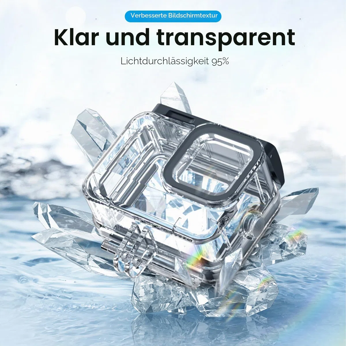 TELESIN Wasserdichtes Gehäuse für GoPro Hero 9, schwarz, 50 m Unterwasser-Unterwasser-Schutzhülle, transparente Schutzhülle mit Schnellverschluss-Halterung für GoPro HERO9 Action-Kamera, Schwarz
