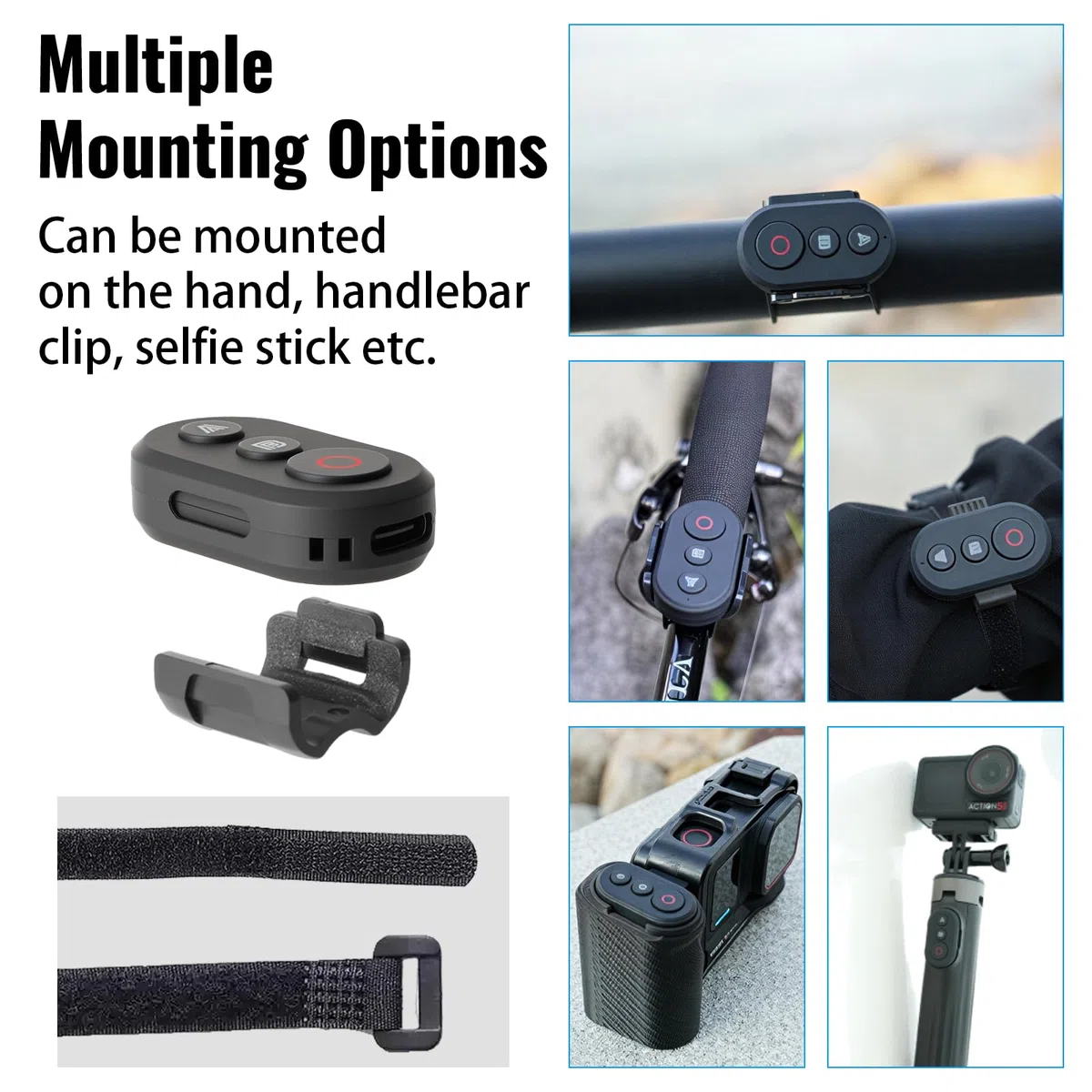 Fernbedienung kompatibel mit DJI Action 6/Action 5 Pro/Action 4 Kameras | 25m Reichweite Präzise Bewegungsverfolgung Intelligenz Armband Fahrradhalterung, Handy Funk Fernbedienung
