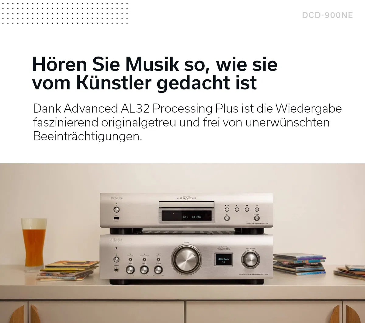 Denon DCD-900NE HiFi CD Player, CD Spieler, Hi-Res, Unterstützung von CD, CD-R/RW, MP3, WMA und USB, Schwarz