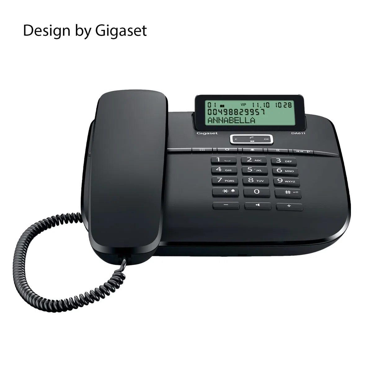 Gigaset DA610 - Schnurgebundenes Telefon - klassisches Schnurtelefon mit Direktruf und Freisprech Funktion - Hörgeräte kompatibel, schwarz