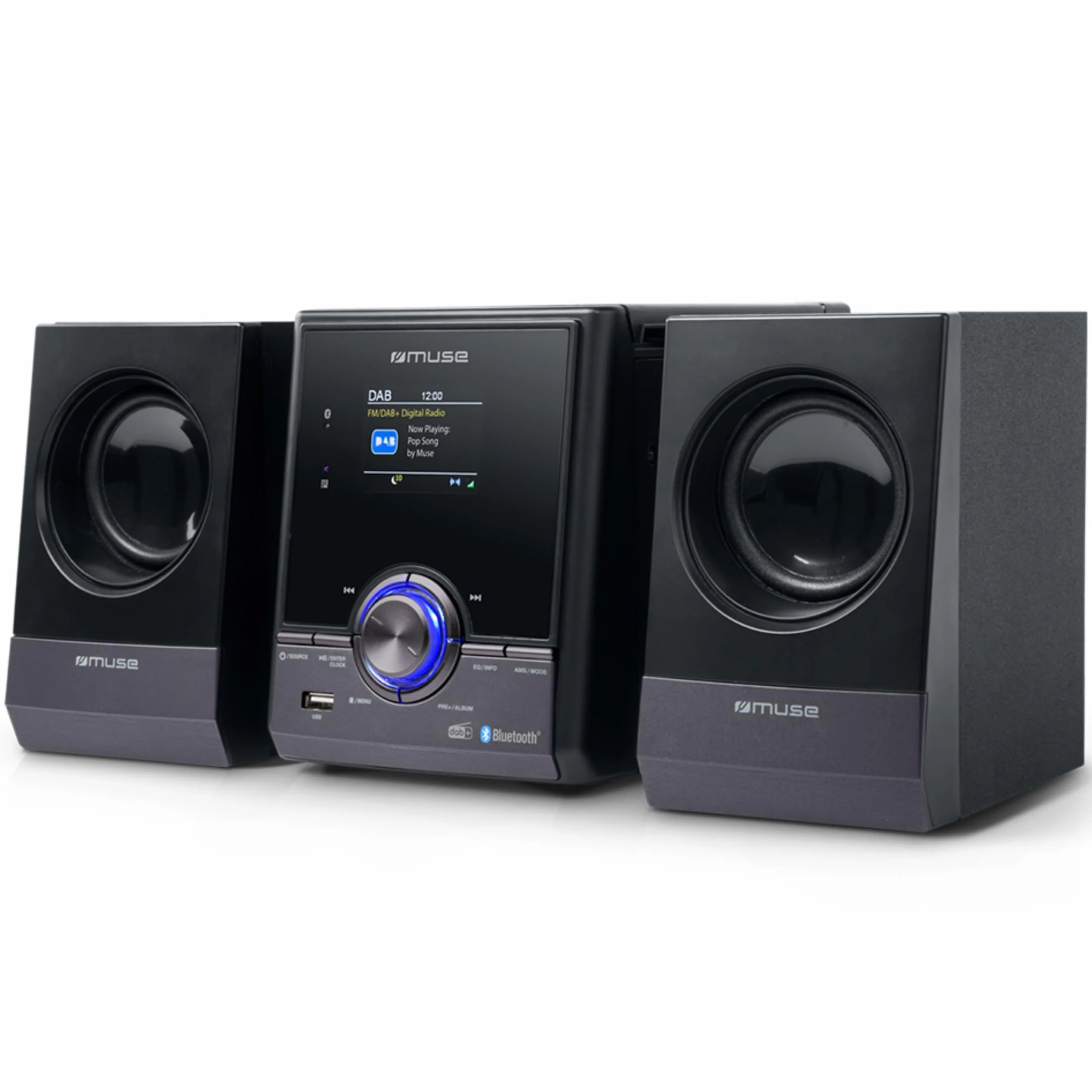 MUSE Stereoanlage, Kompaktanlage mit CD-Player & DAB Radio, Mini Stereoanlage mit 2 Lautsprecher, Musikanlage mit FM/DAB+ Digital-Radio, Bluetooth & AUX, MP3 & Spotify, Musik-Anlage Kompakt