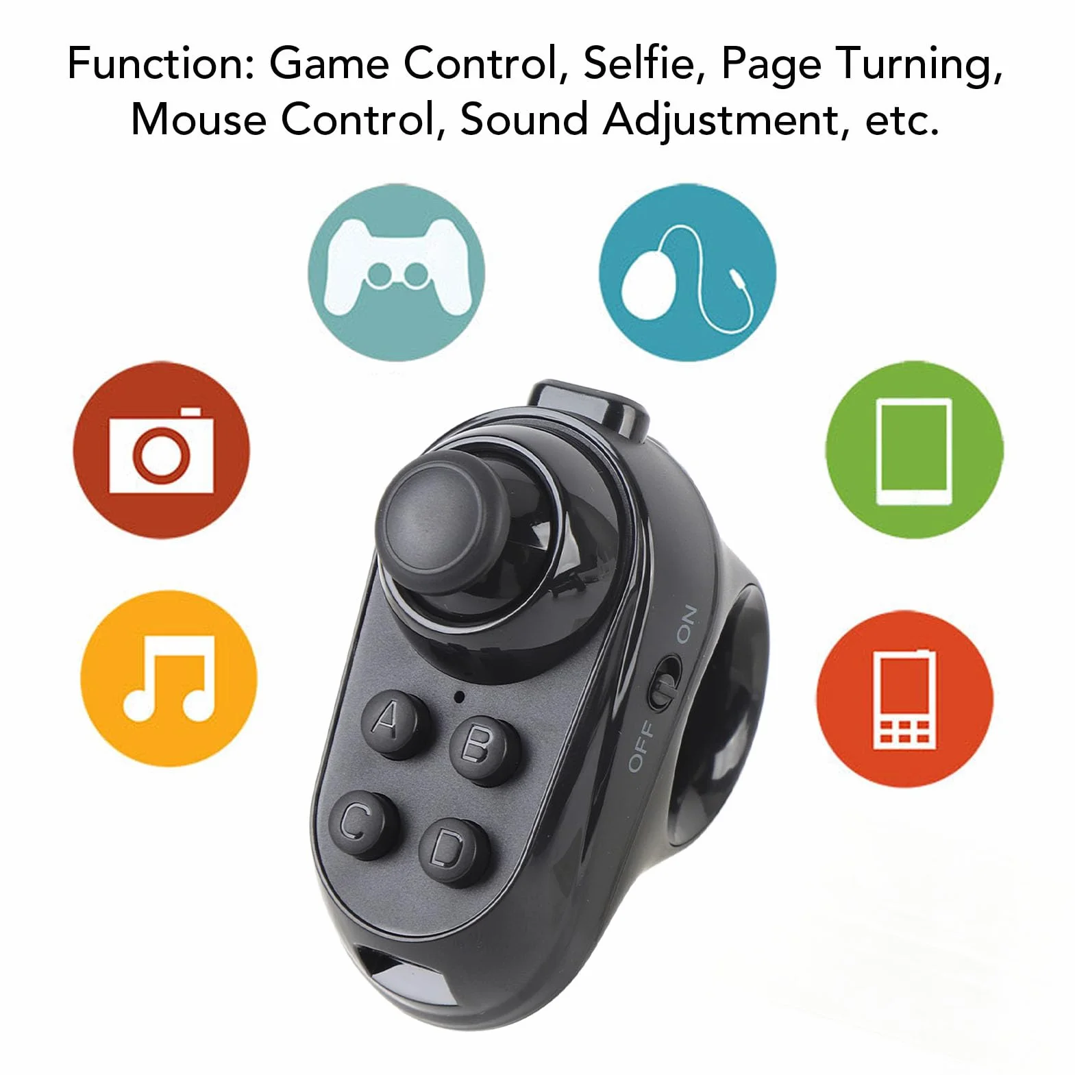 PUSOKEI VR Fernbedienung Bluetooth Gamepad, kabellose VR Gamepad Steuerung VR Video, Spiele, Selfies, Flip E Book/PPT/Nook Seite, Maus, Toneinstellung, für Tablet, Laptop, Smartphone