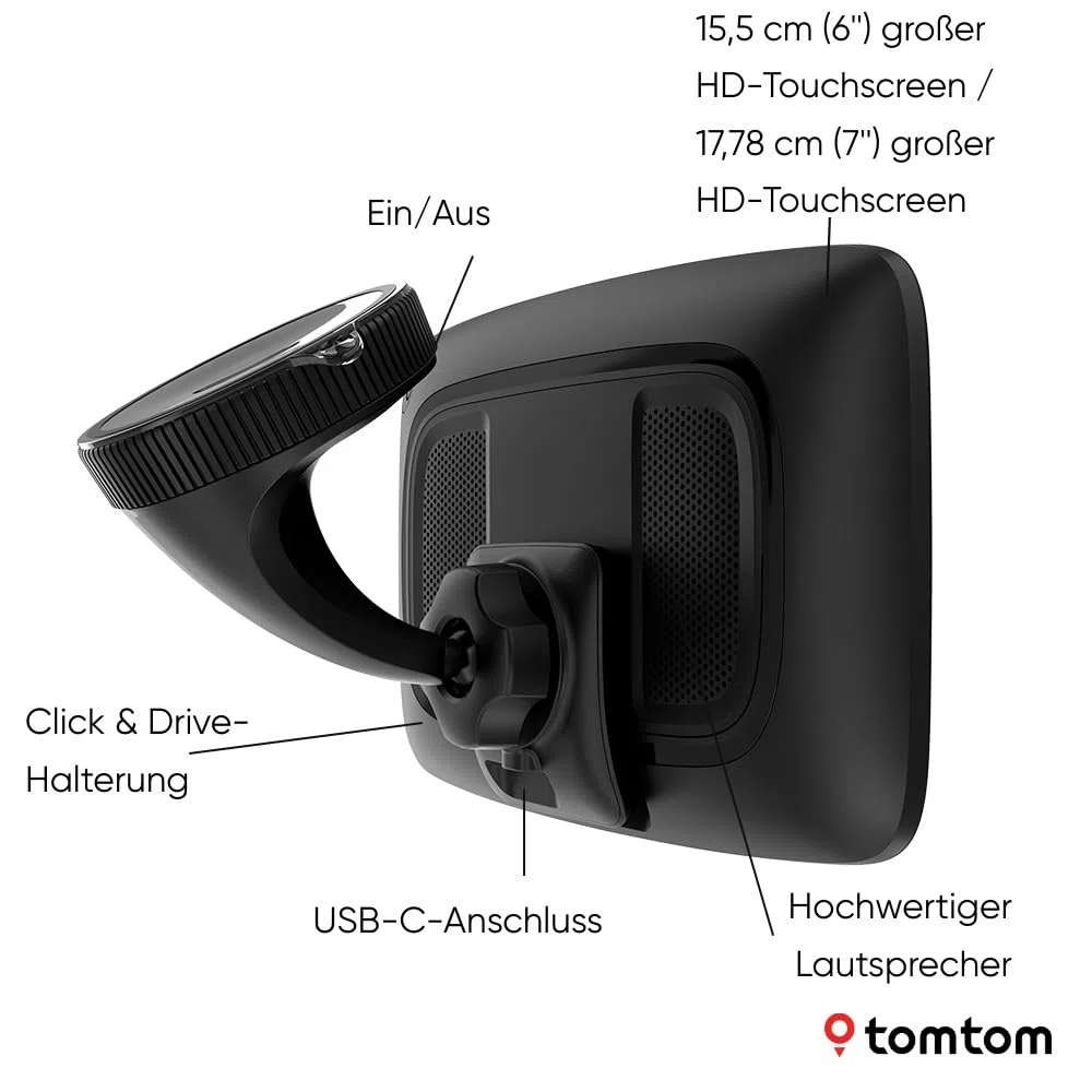 TomTom Navigationsgerät GO Superior (7 Zoll, Stauvermeidung Dank TomTom Traffic, Karten-Updates Welt, schnelle Updates via WiFi, Verfügbarkeit von Parkplätzen, Kraftstoffpreise)