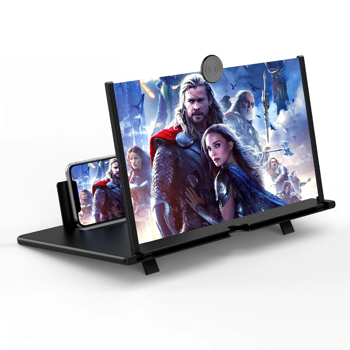 Bildschirmlupe, 20 Zoll Bildschirmlupe für Smartphones 3D HD, Faltbarer Handy Lupe zum Ansehen von Filmen und Videos, geeignet für alle Smartphones (Schwarz)