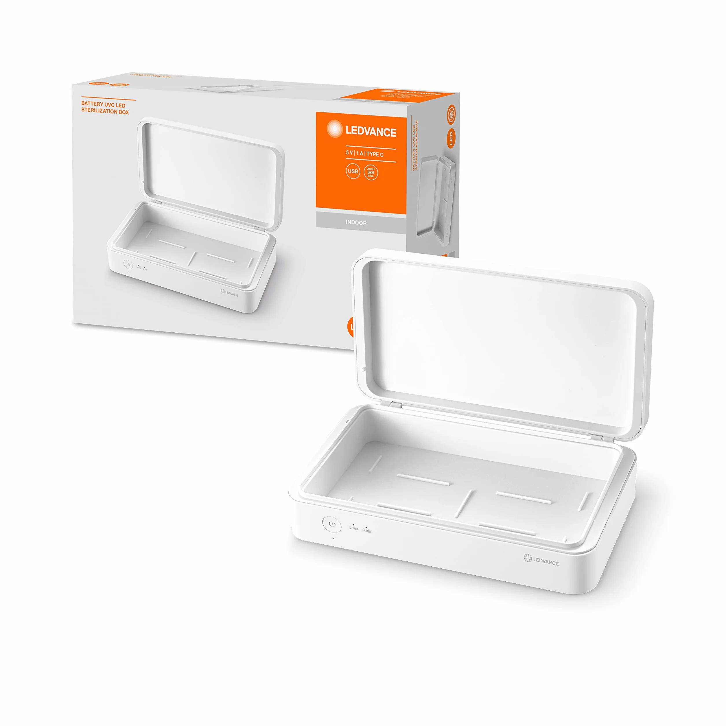 LEDVANCE UVC Sterilization Box, volle UV-C Power zur Bekämpfung von Viren und Bakterien, Mobile Sterilisationseinheit zur Desinfektion von Dingen des täglichen Gebrauchs, 21,9 x 12,6 x 6,3 cm